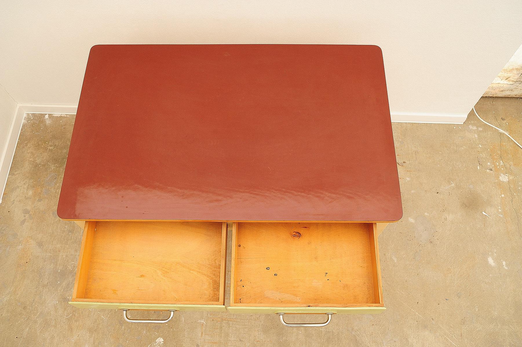 Mid century wooden and formica kitchen table, Czechoslovakia, 1950´s For Sale 4