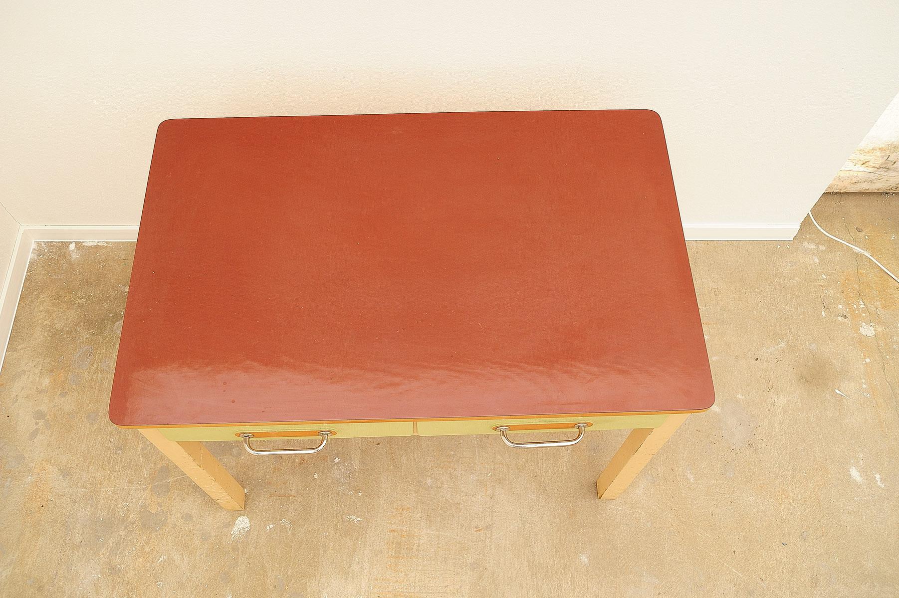 Mid century wooden and formica kitchen table, Czechoslovakia, 1950´s For Sale 5