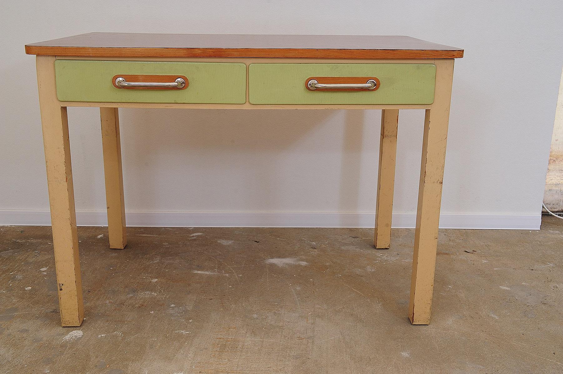 Mid century wooden and formica kitchen table, Czechoslovakia, 1950´s For Sale 2
