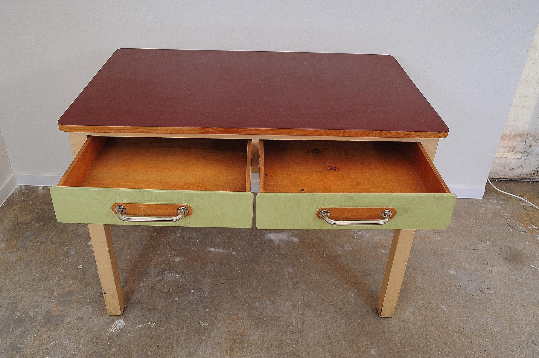 Mid century wooden and formica kitchen table, Czechoslovakia, 1950´s For Sale 3