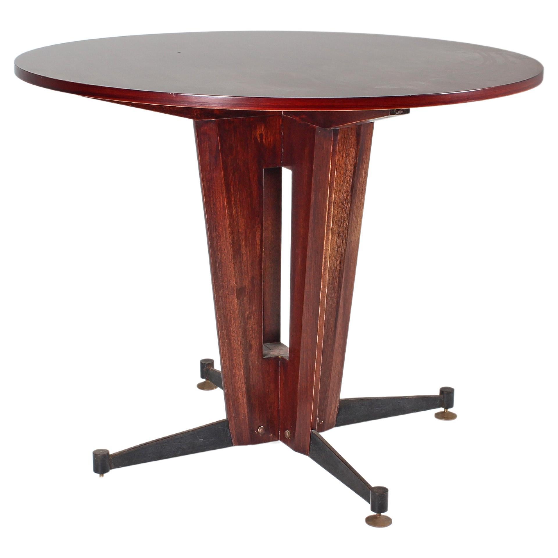 Mid-Century Wooden and Metal Round Dining Table, Cantù, Italy 60s For Sale