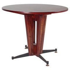 Used Mid-Century Wooden and Metal Round Dining Table, Cantù, Italy 60s