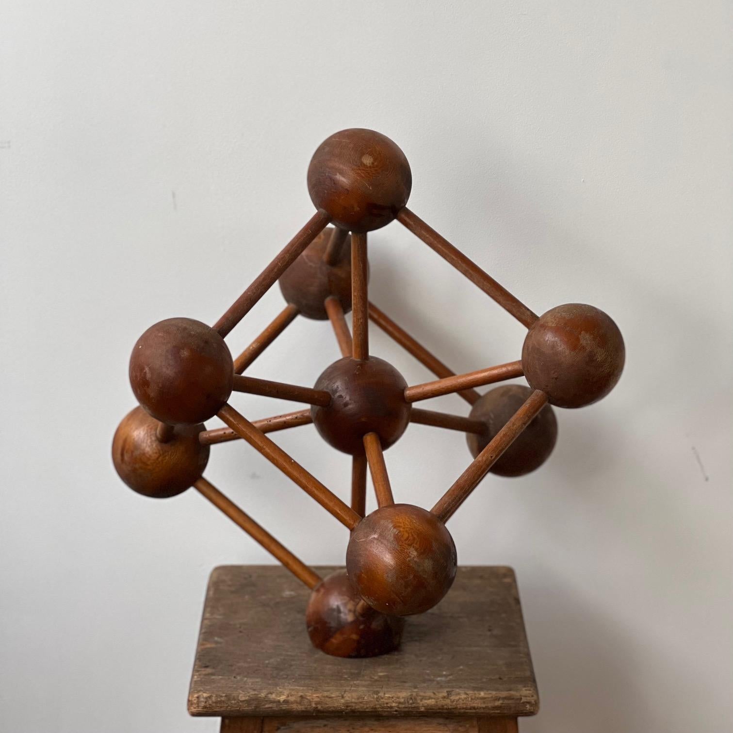 Belgian Mid-Century Wooden Atomium Decorative Geometric Model