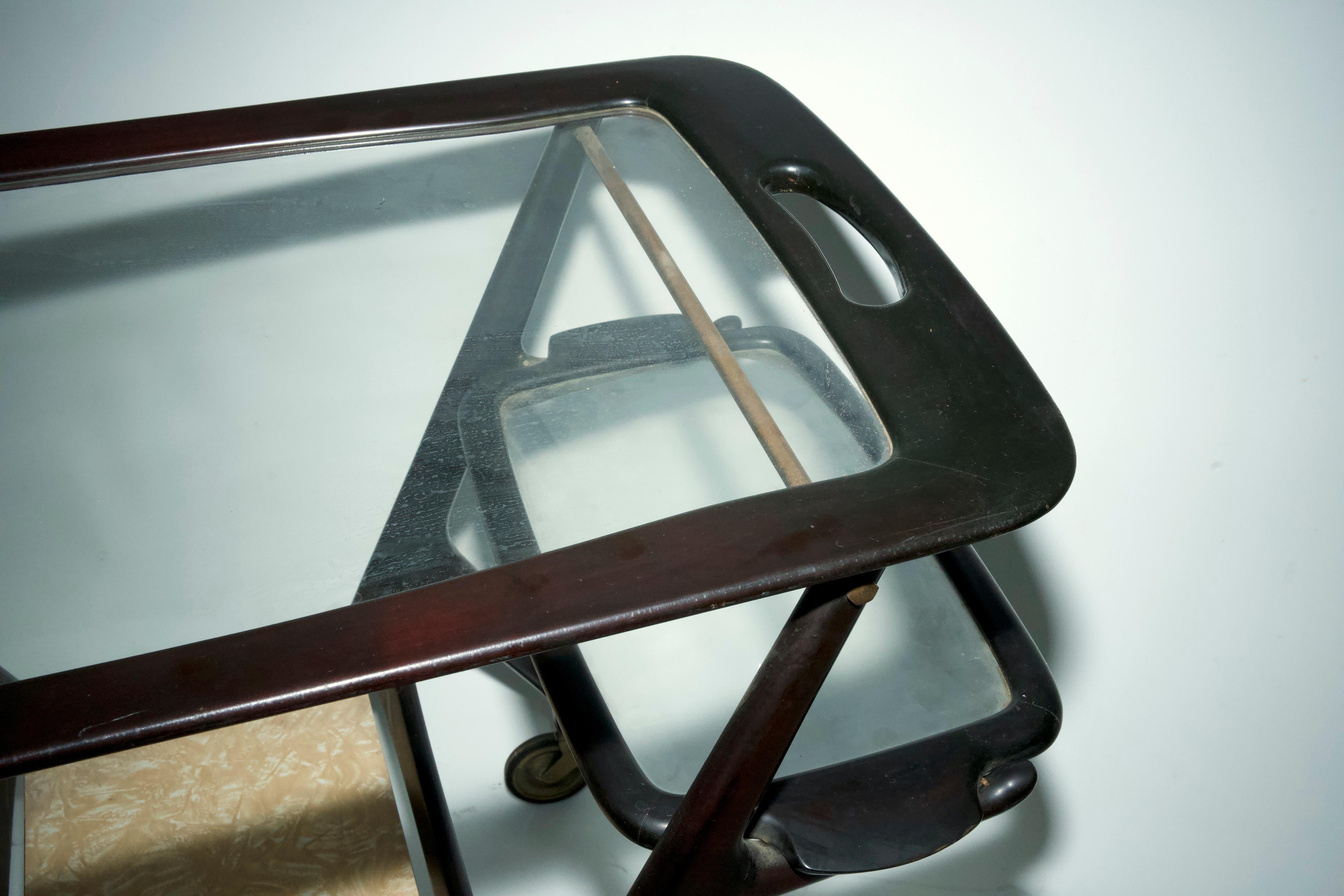 Chariot de bar en bois du milieu du siècle par Cesare Lacca, Italie, années 1950 en vente 3