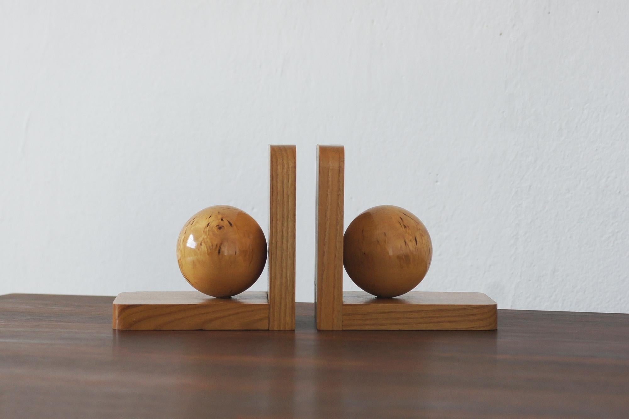 Art Déco Fermalibri in legno di metà secolo, anni '30, set di 2 in vendita