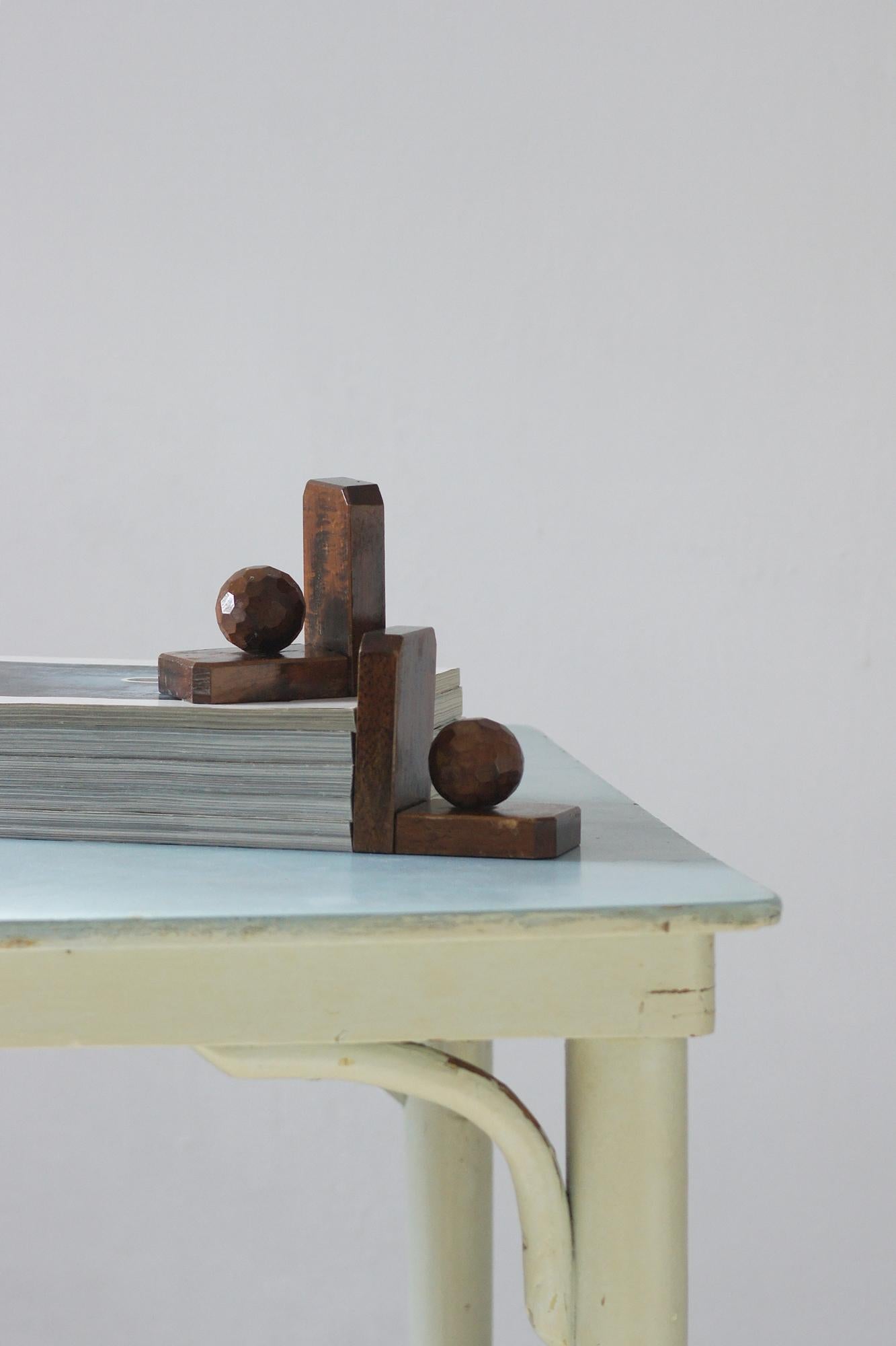 Mid-20th Century Mid-Century Wooden Bookends, 1930s, Set of 2 For Sale