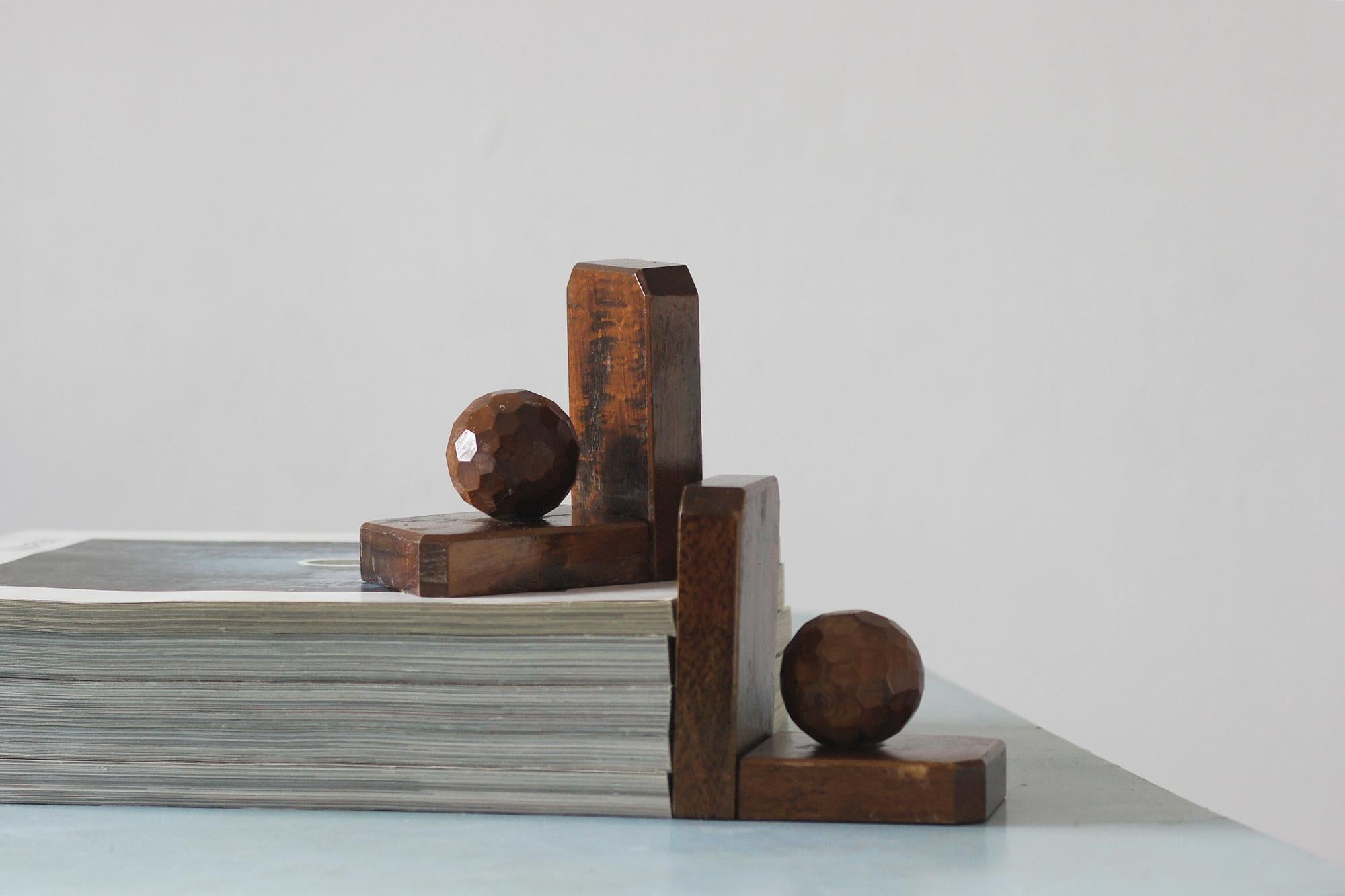 Mid-Century Wooden Bookends, 1930s, Set of 2 For Sale 1