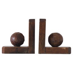 Mid-Century Wooden Bookends, 1930s, Set of 2