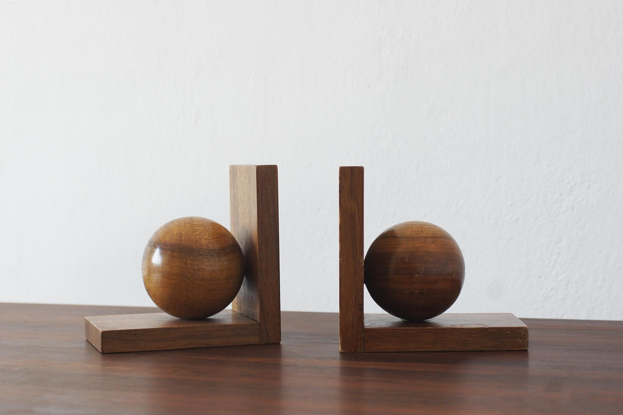 Art Déco Fermalibri in legno di metà secolo, anni '50, set di 2 in vendita