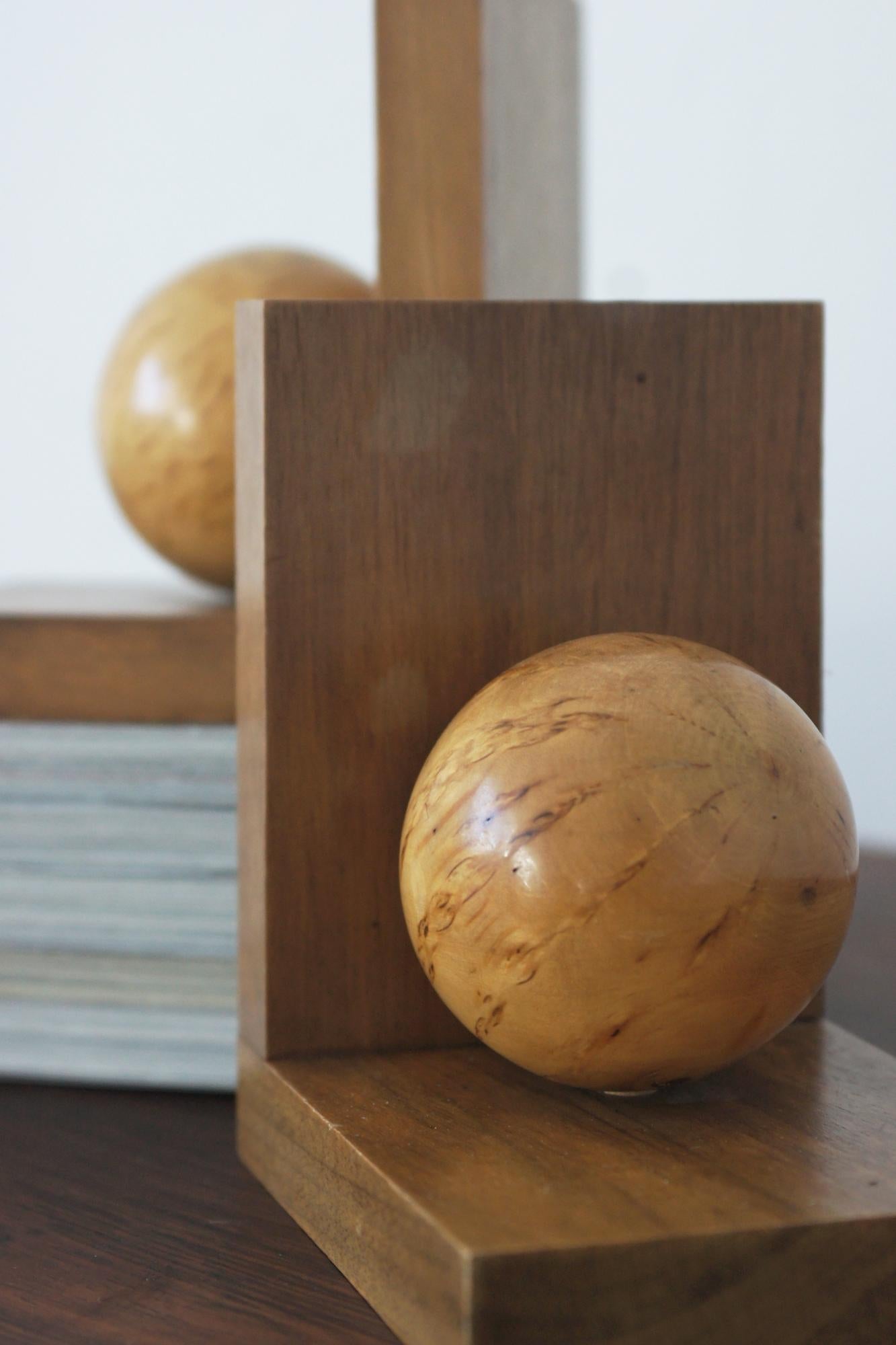 Art déco Mid-Century Wooden Bookends, 1950s, Set of 2 en vente