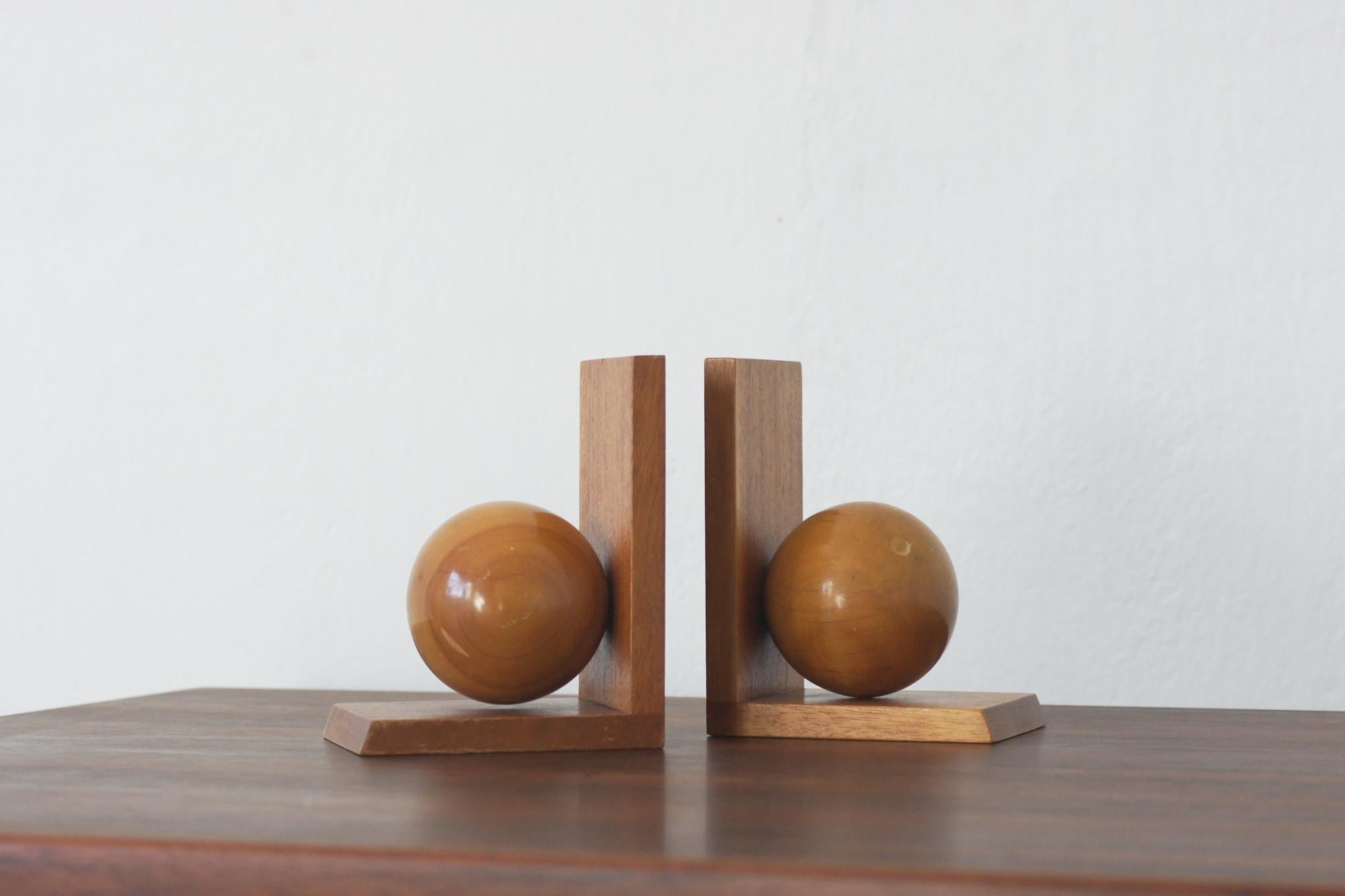 Art déco Mid-Century Wooden Bookends, 1950s, Set of 2 en vente