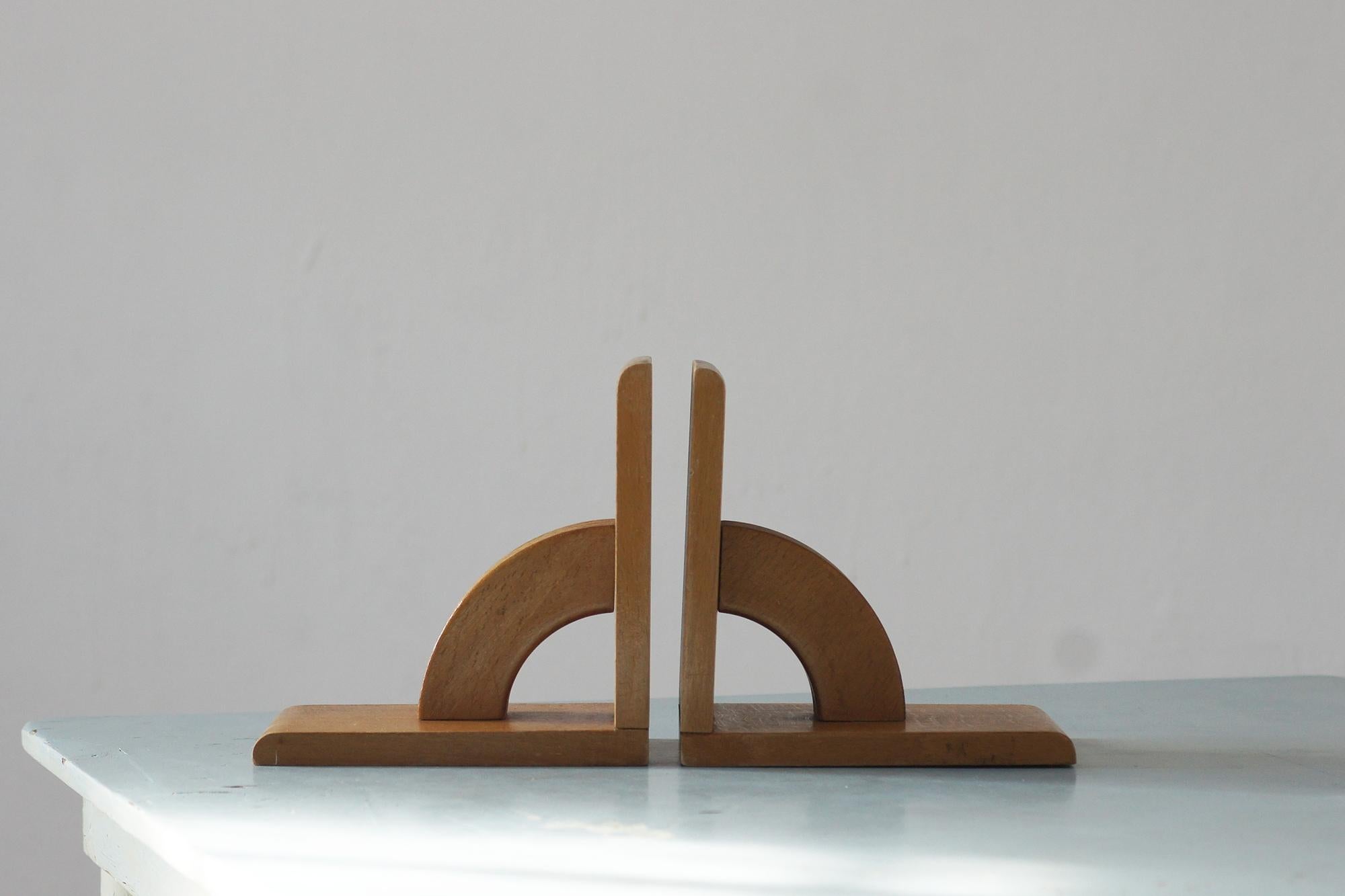 Mid-Century Wooden Bookends, 1950s, Set of 2 In Good Condition For Sale In KUTNO, PL