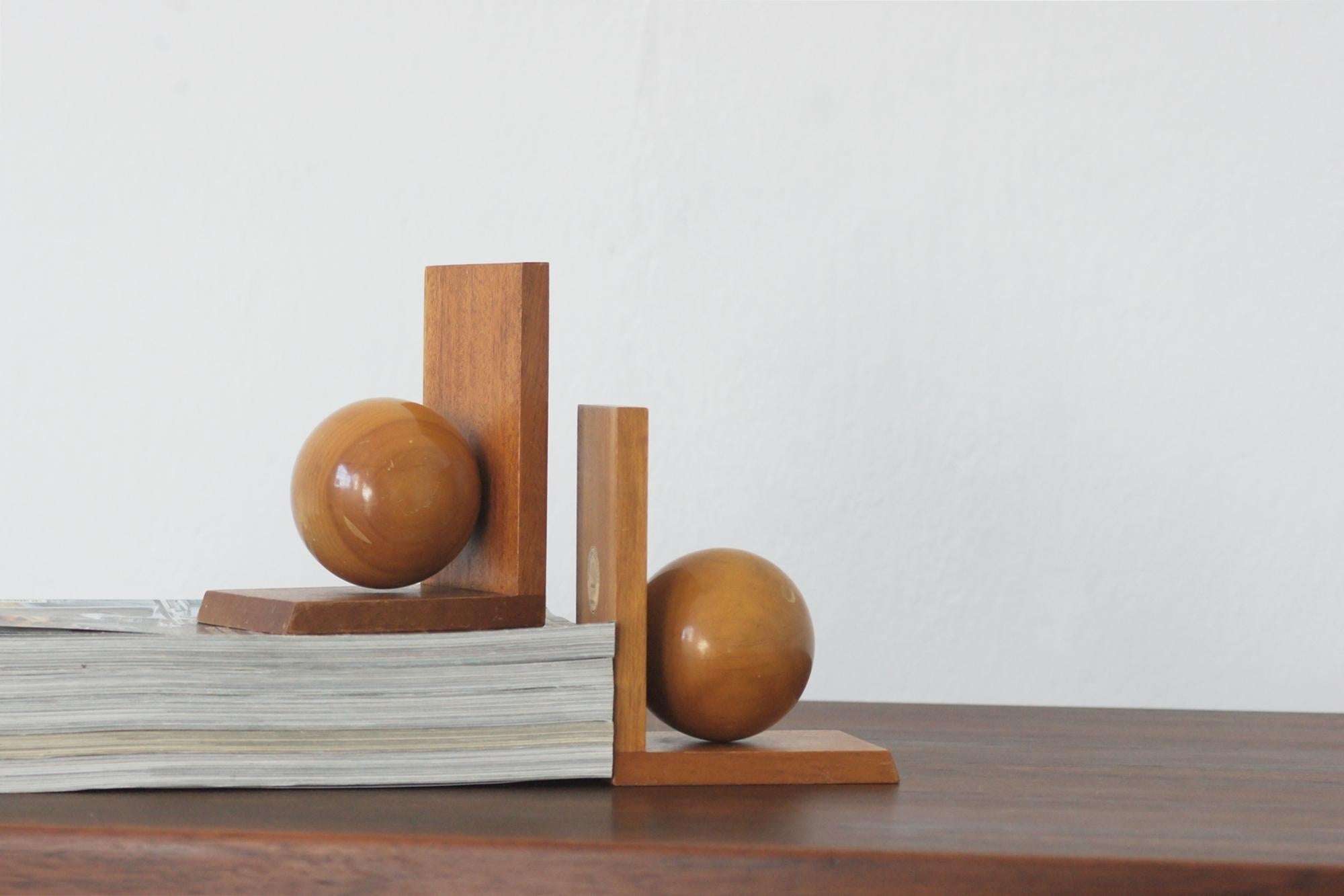 Mid-Century Wooden Bookends, 1950s, Set of 2 Bon état - En vente à KUTNO, PL
