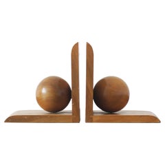 Sujetalibros de madera de mediados de siglo, años 50, set de 2