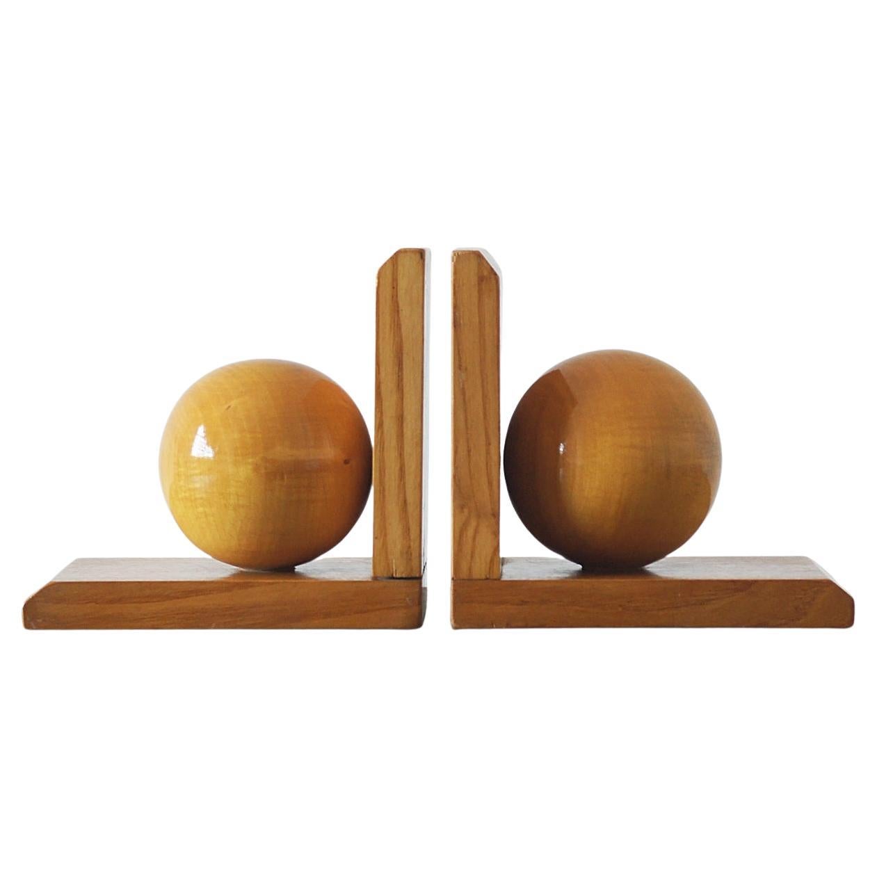 Mid-Century Wooden Bookends, 1950s, Set of 2