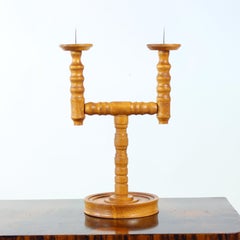 Mid Century Wooden Candle Holder, Czechoslovakia, 1950s