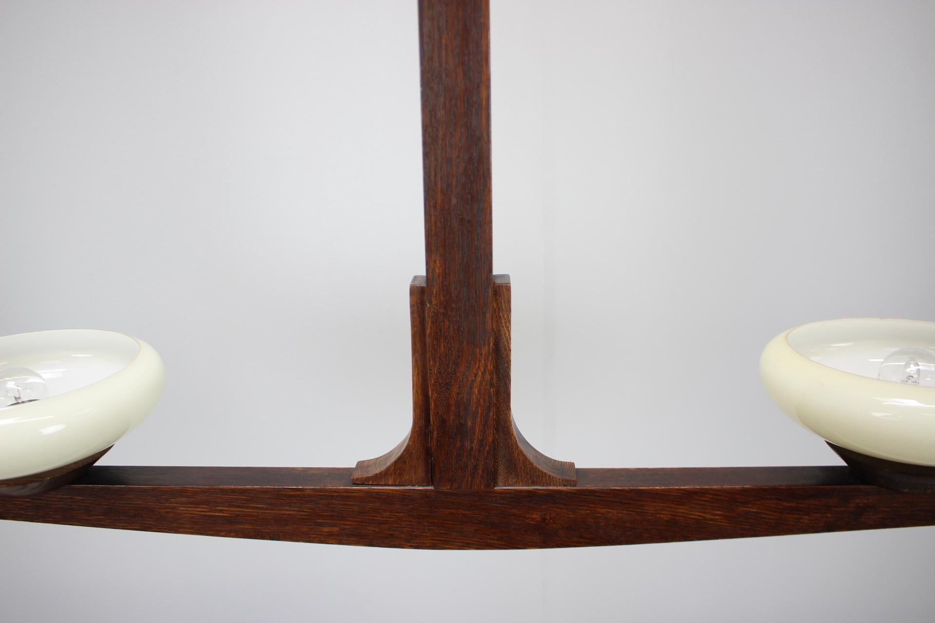 Czech Mid-century Wooden Chandelier, 1930s For Sale