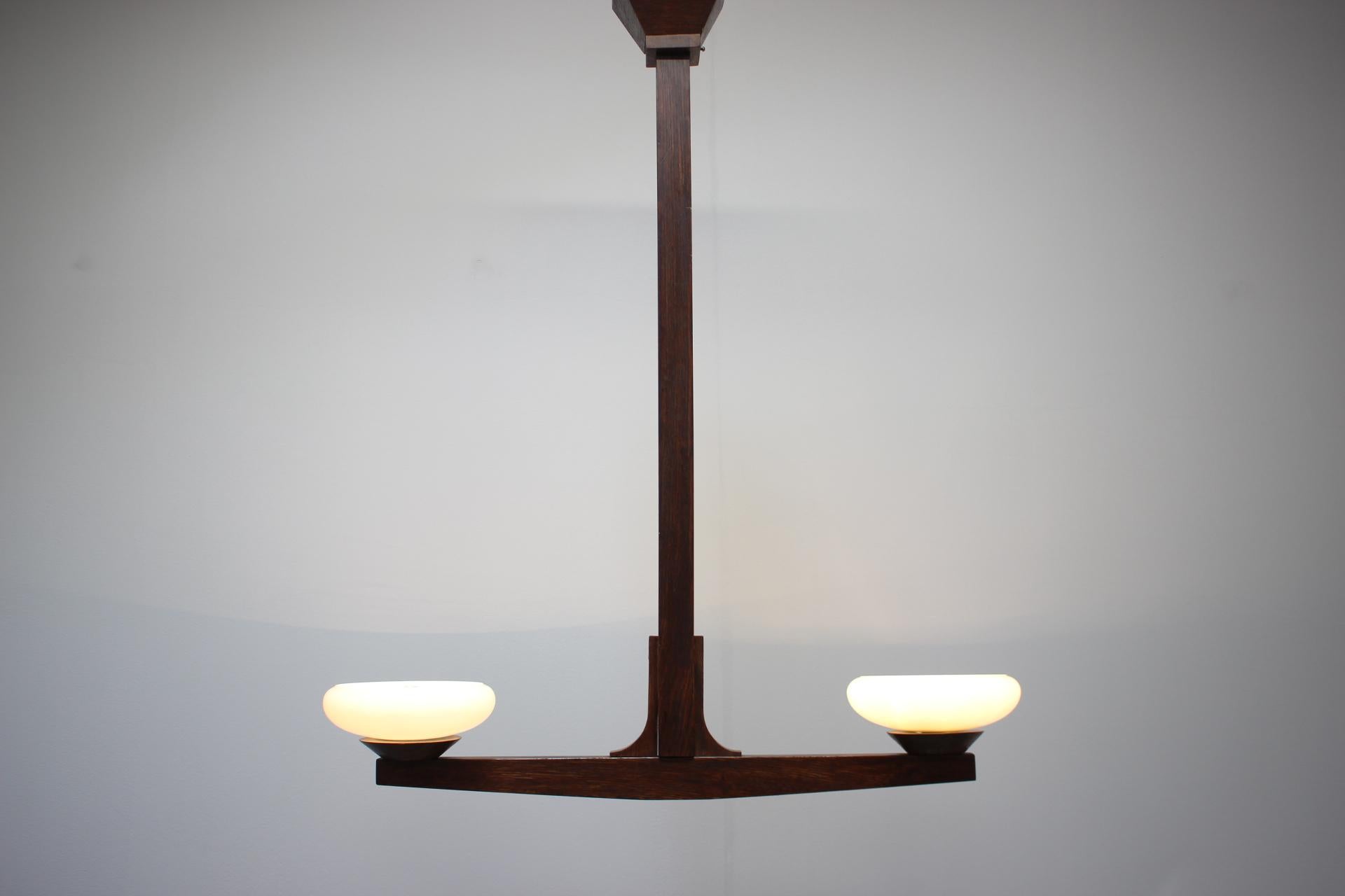 Mid-century Wooden Chandelier, 1930s For Sale 1