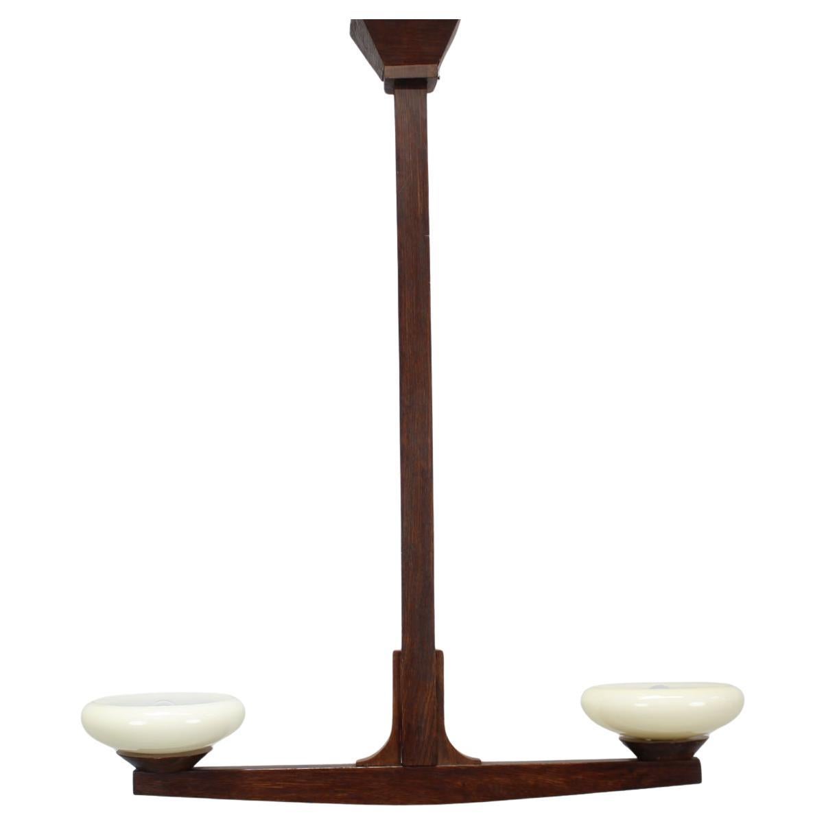 Mid-century Wooden Chandelier, 1930s For Sale