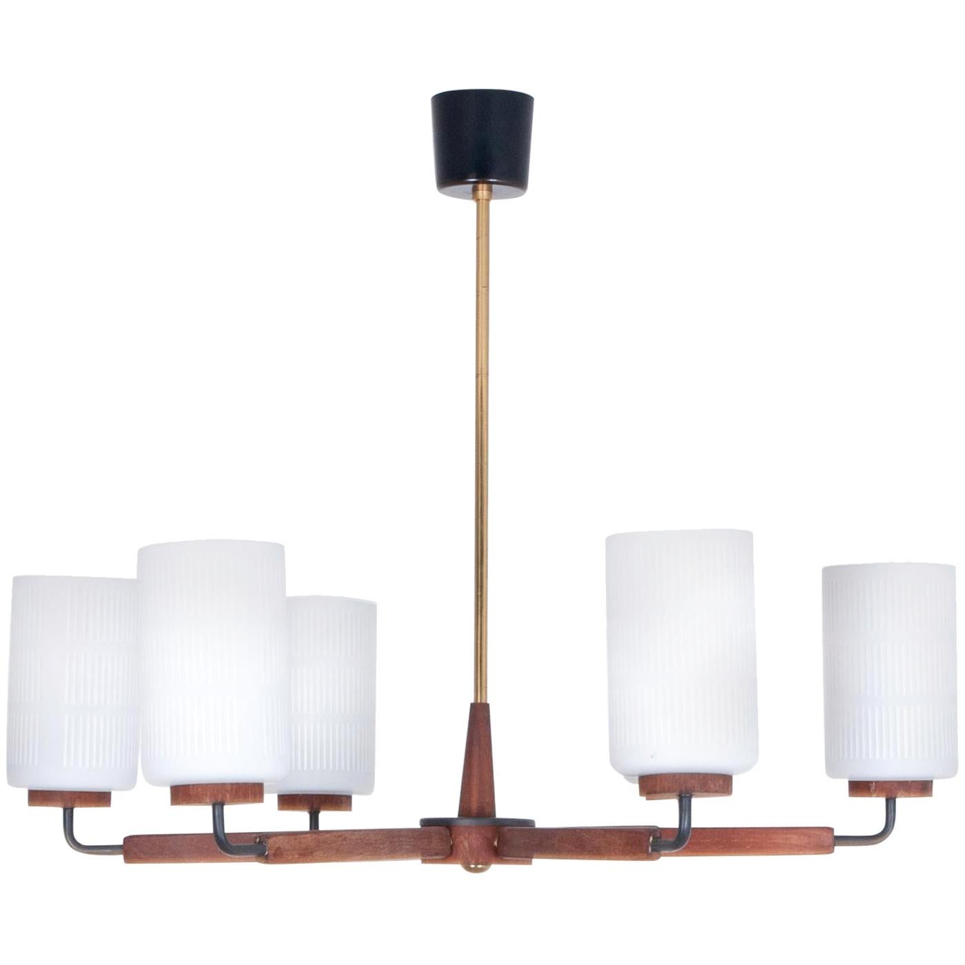 Midcentury Wooden Chandelier For Sale at 1stDibs