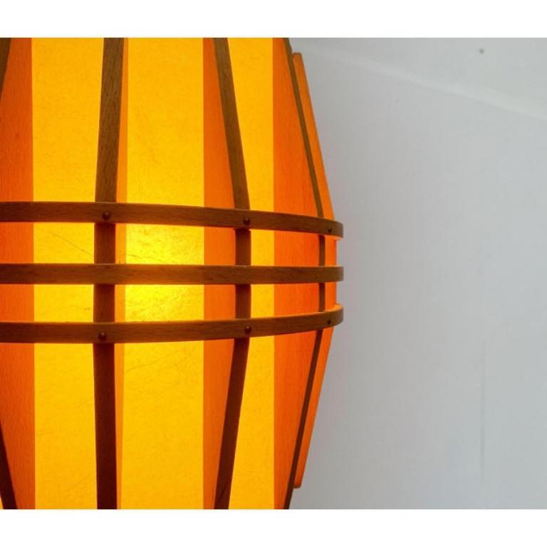 Mid-Century Wooden Cocoon Pendant Lamp, 1960s In Good Condition For Sale In Hamburg, DE