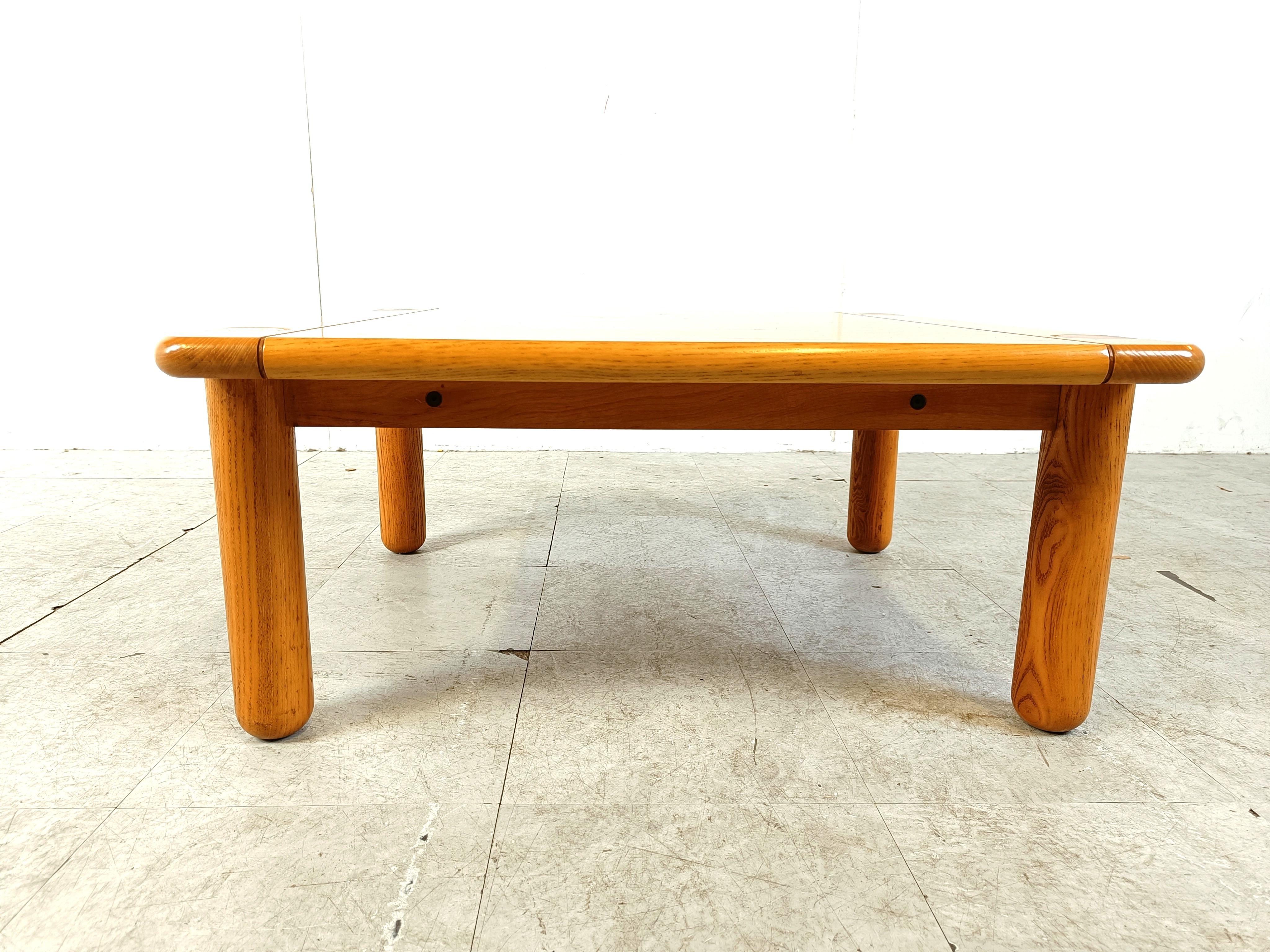 Oak Mid century wooden coffee table, 1970s For Sale