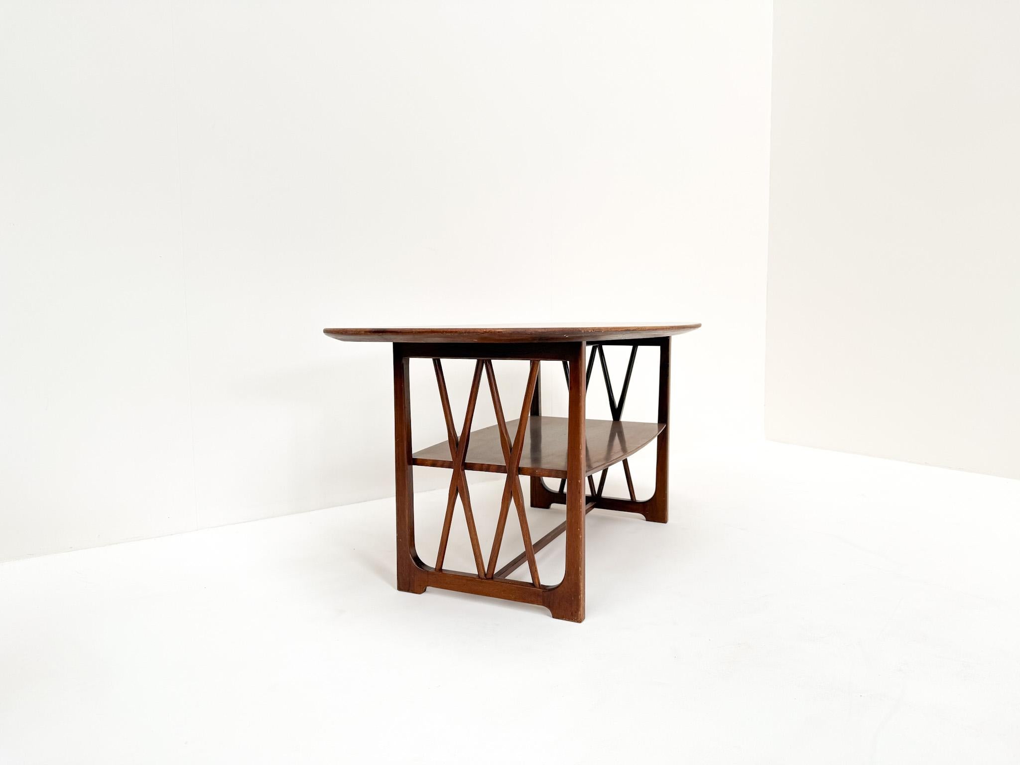 Mesa baja de madera de mediados de siglo de A.A. Patijn para Zijlstra Joure, años 50 Moderno de mediados de siglo en venta