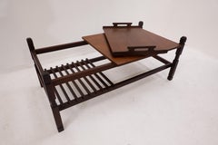 Mid-Century Wooden Coffee Table with Removable Tray, Italy, 1960s