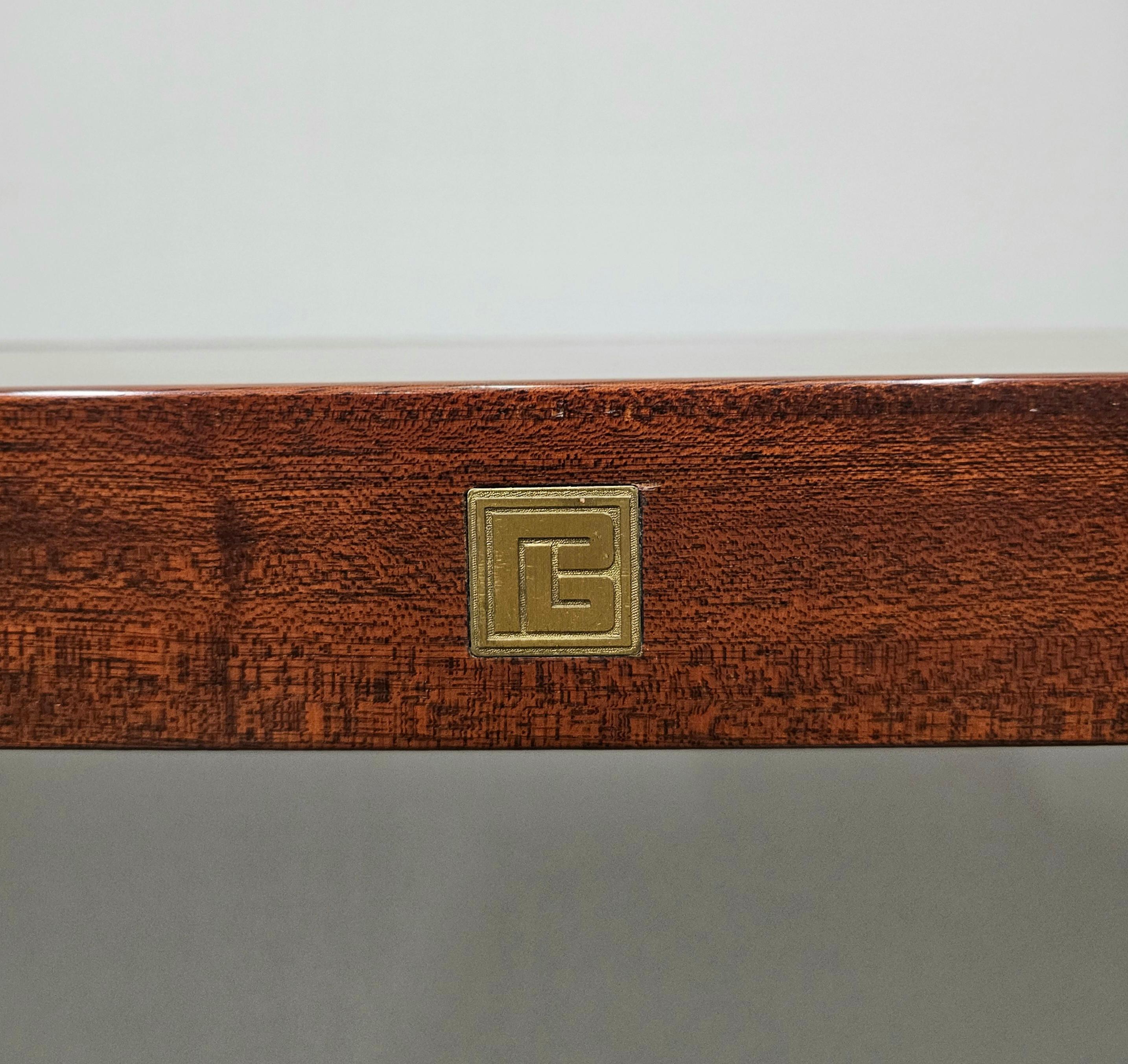 Wooden console designed by Pierre Balmain, Paris. High quality materials, perfect symbiosis of details, brass embellishments. Console with a simple and clean line has a unique style. 

Weight: 23.5 Kg

Note: We try to offer our customers an
