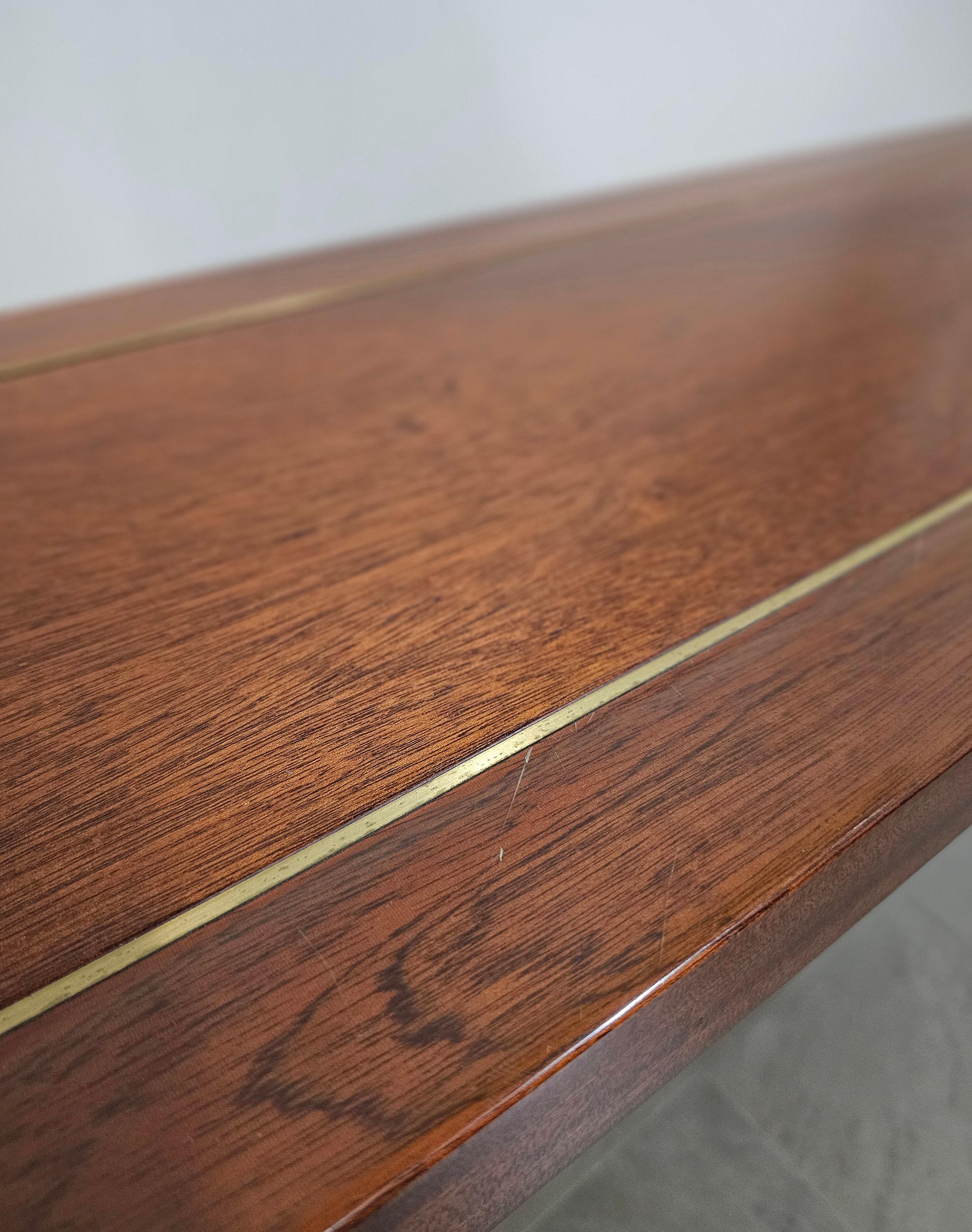 Brass Mid-century Wooden Console by Pierre Balmain Paris, 1980s