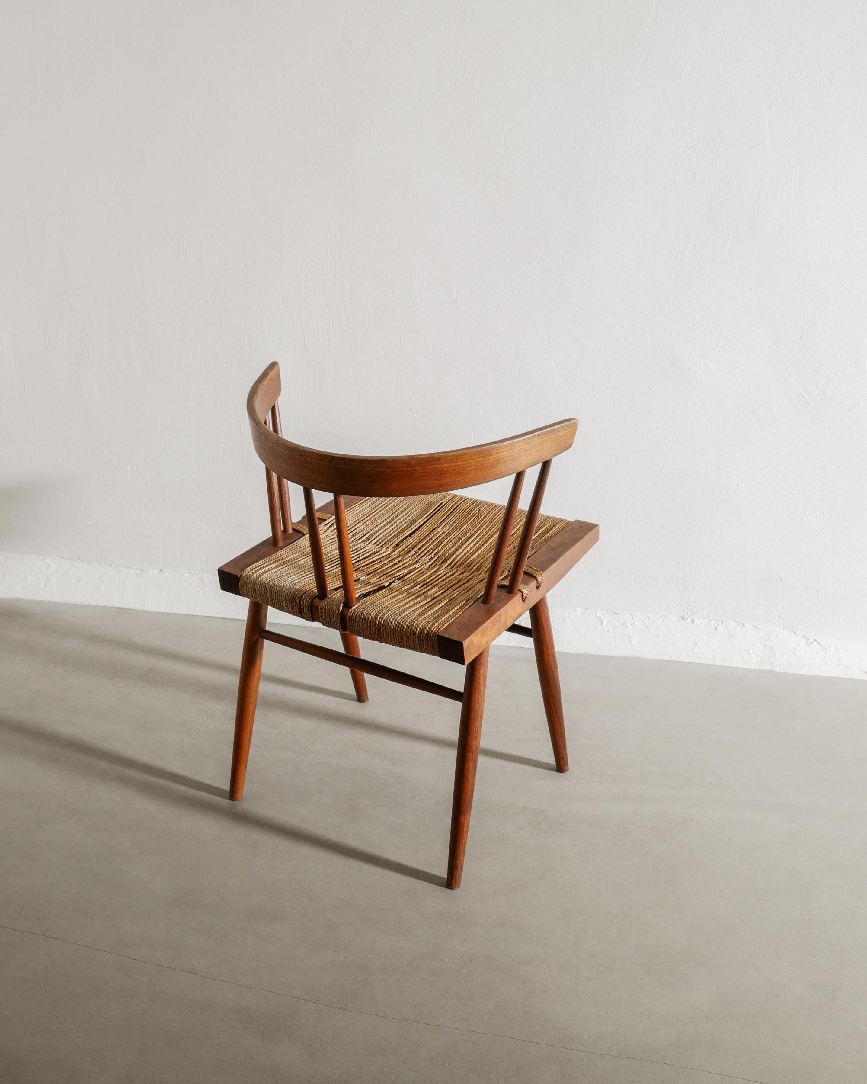 Mid Century Wooden Dining Office Grass Chair in Walnut by George Nakashima 1960s im Angebot 1