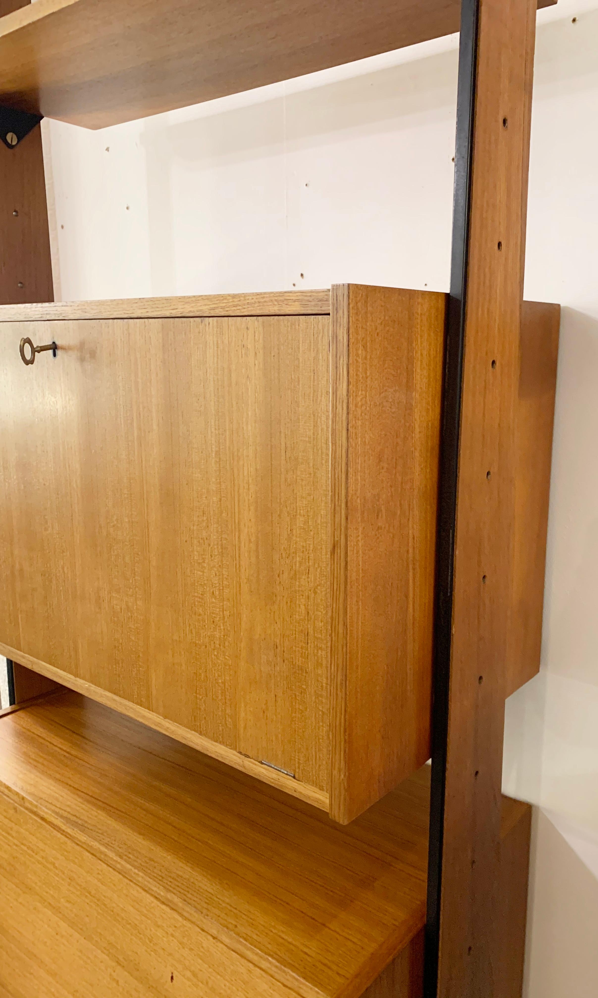 Mid-Century Wooden Drawers Wall Unit, Italy, 1960s 2