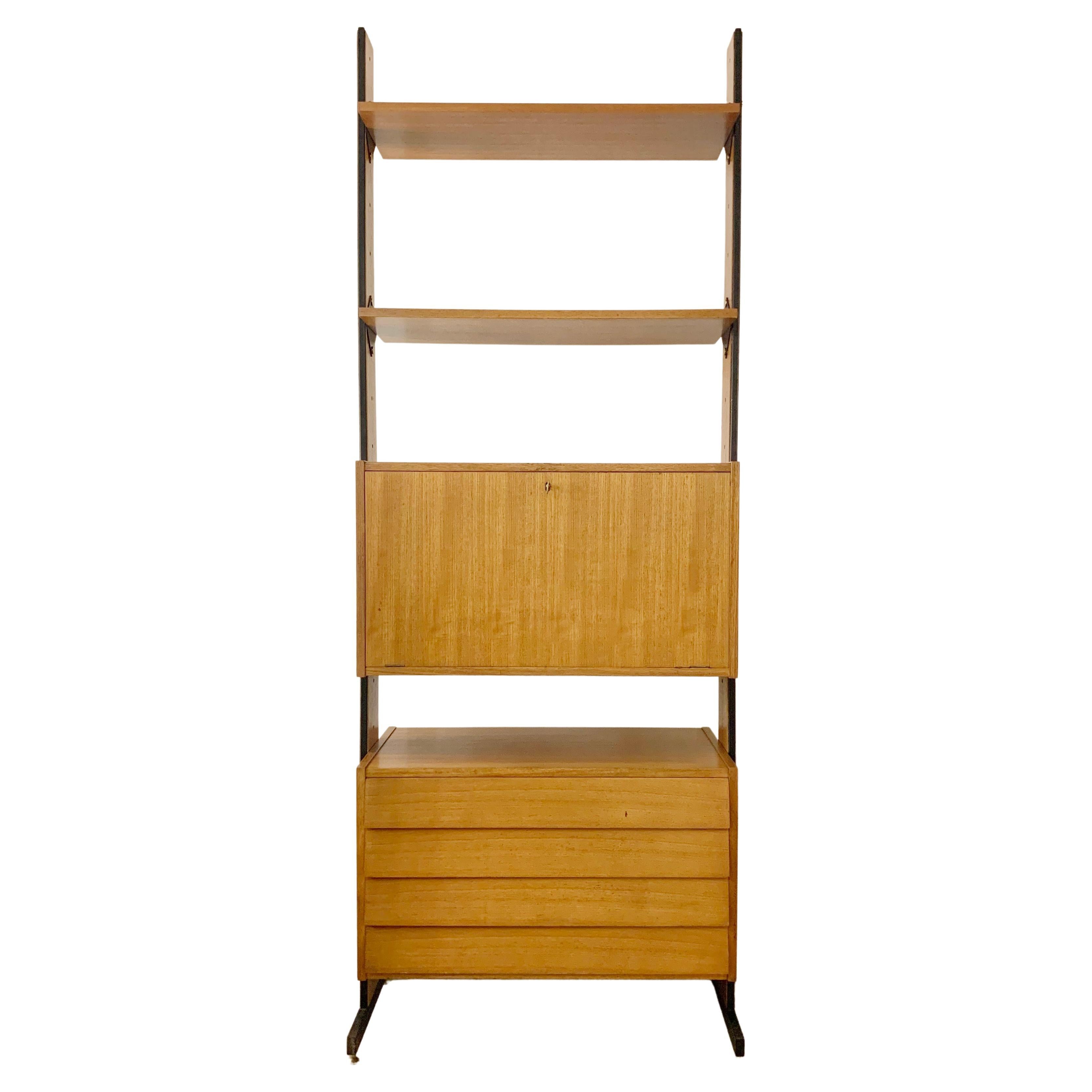 Mid-Century Wooden Drawers Wall Unit, Italy, 1960s