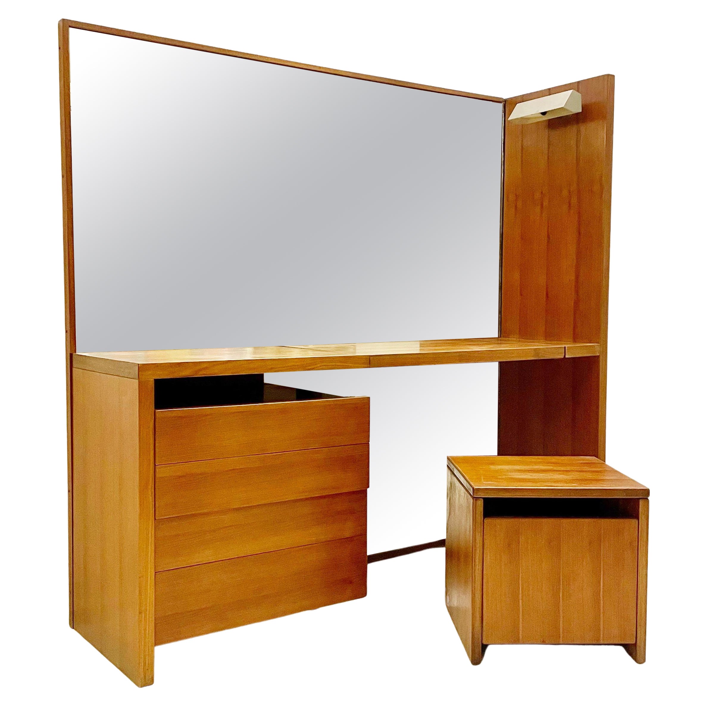 Mid-Century Wooden Dressing Table, Italy, 1950s