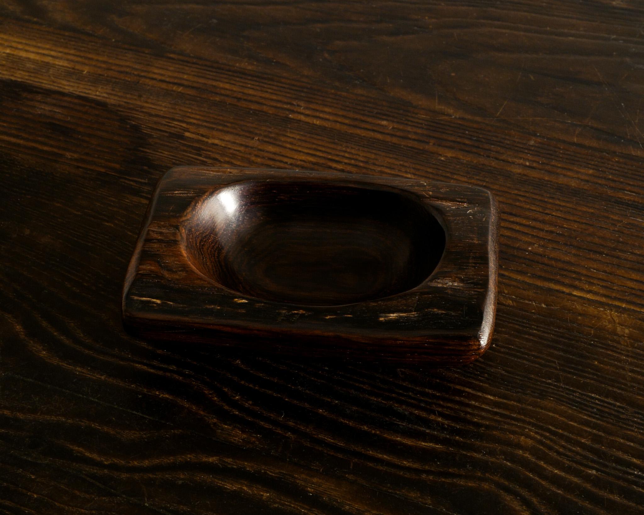 French Mid Century Wooden Ebony Bowl Tray by Odile Noll Produced in France, 1960s For Sale