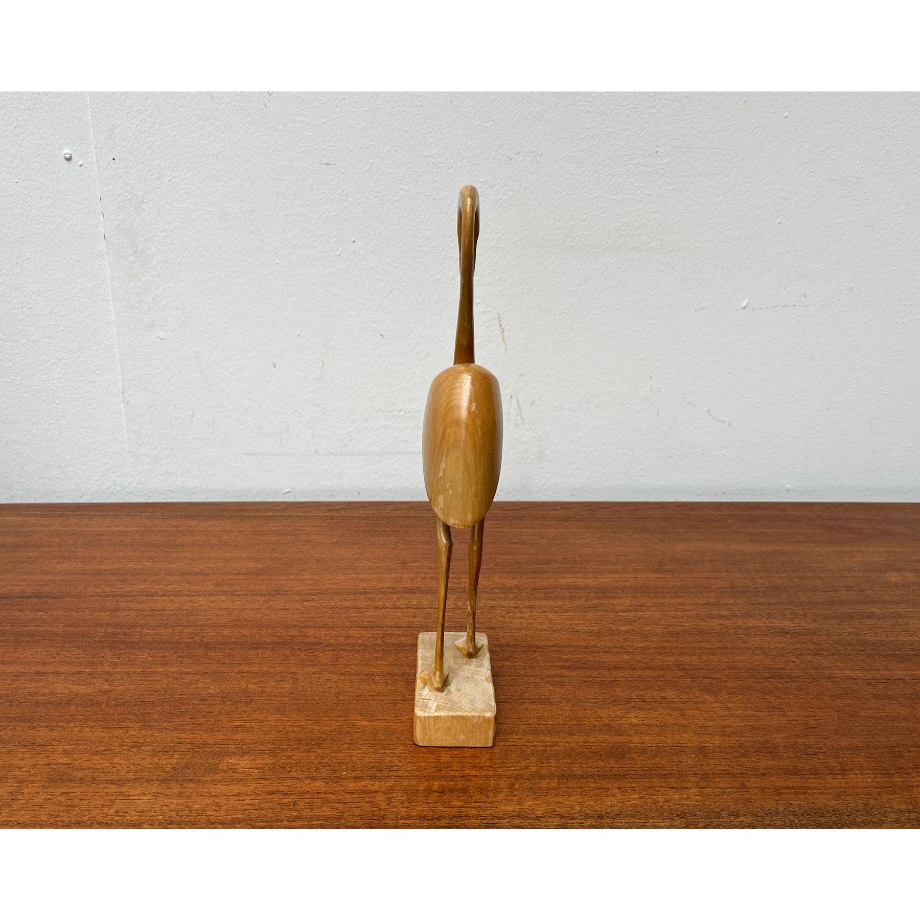 Mid-Century Modern Figurine flamant rose en bois du milieu du siècle, 1960 en vente