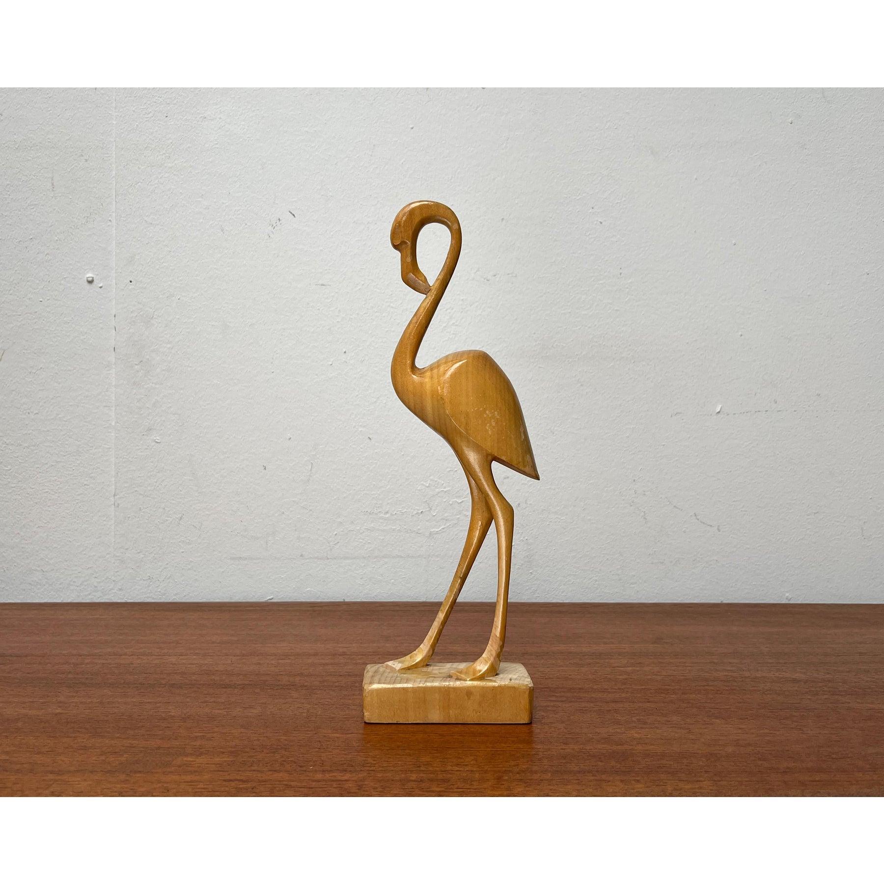Figurine flamant rose en bois du milieu du siècle, 1960 en vente 1