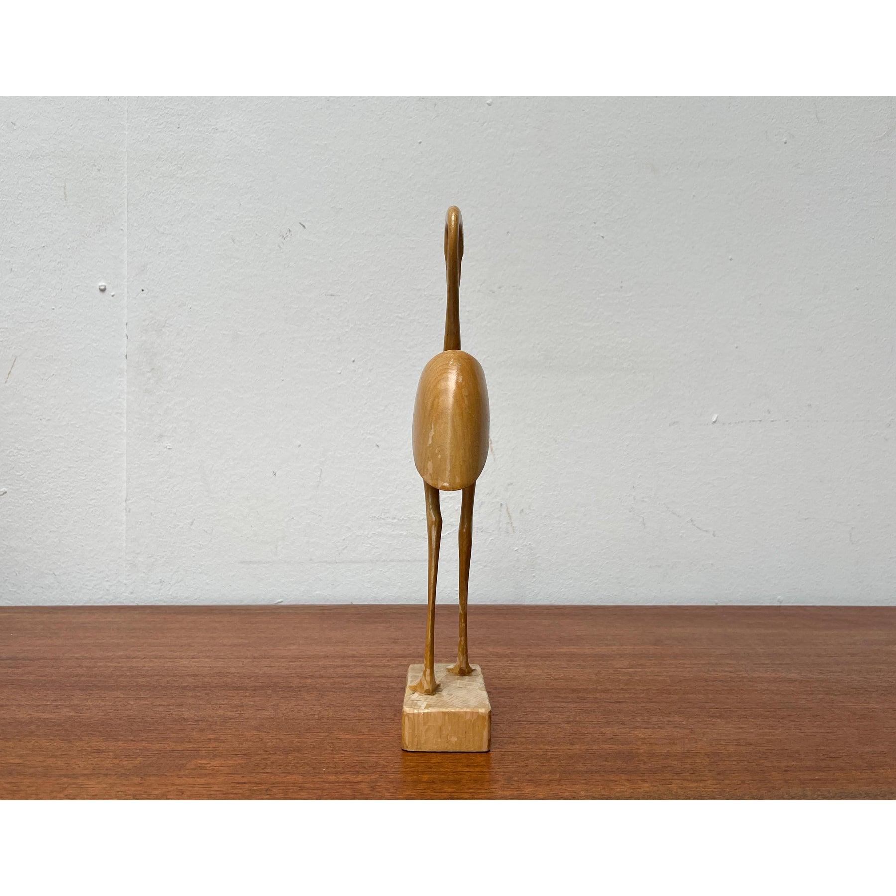 Figurine flamant rose en bois du milieu du siècle, 1960 en vente 3