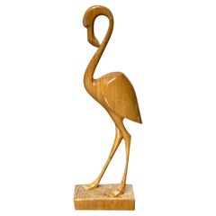 Mid-Century Wooden Flamingo Figurine, 1960s