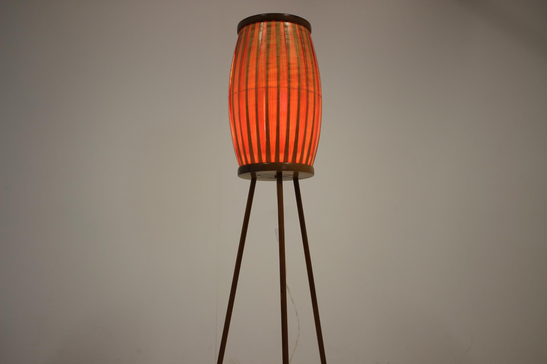 Czech Midcentury Wooden Floor Lamp, 1960s