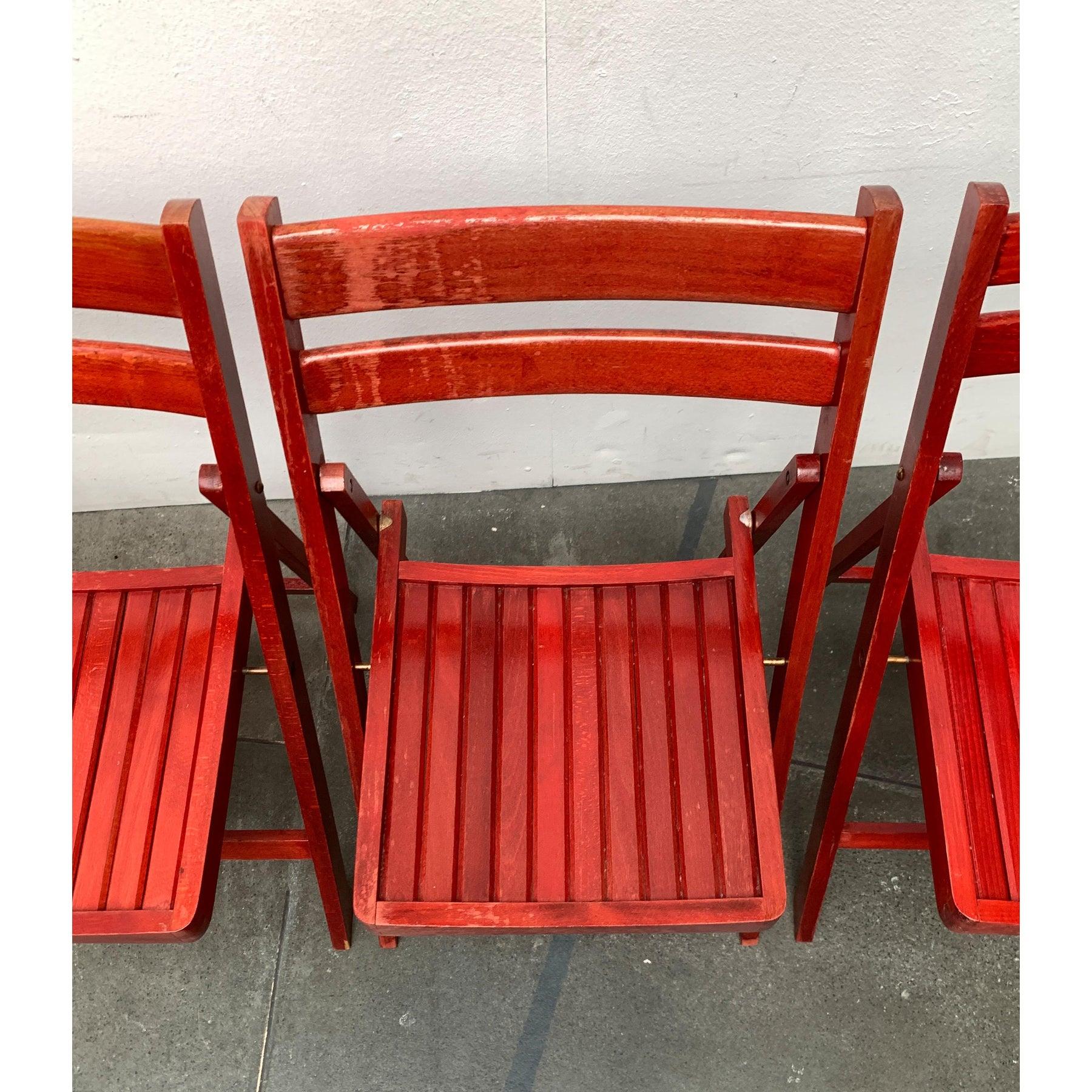 Mid-Century Wooden Folding Chair, 1960s, Set of 4 im Angebot 4