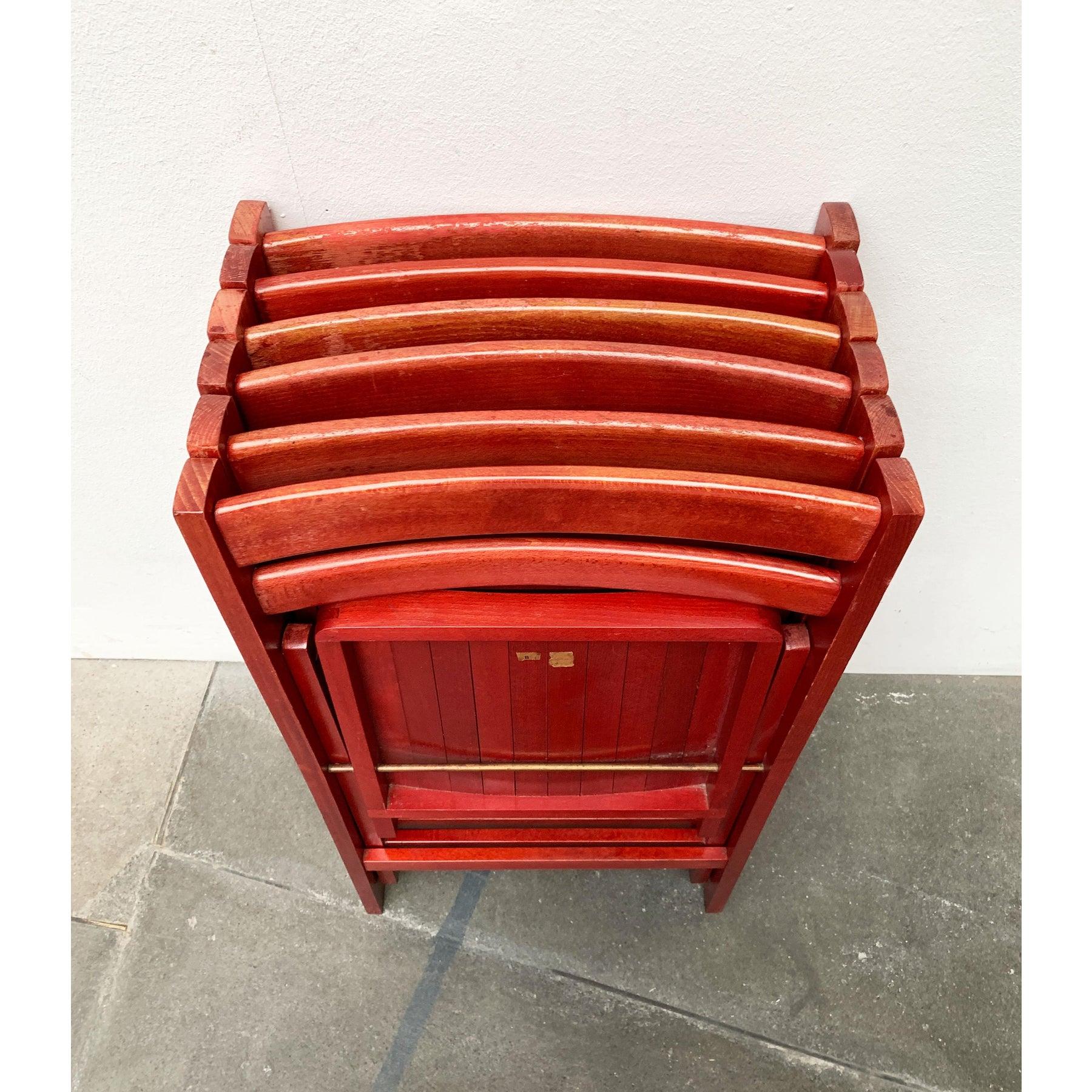Mid-Century Wooden Folding Chair, 1960s, Set of 4 im Angebot 6