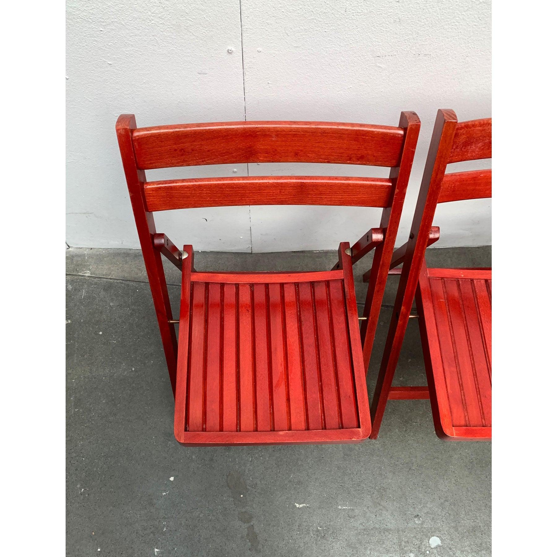 Mid-Century Wooden Folding Chair, 1960s, Set of 4 (Holz) im Angebot