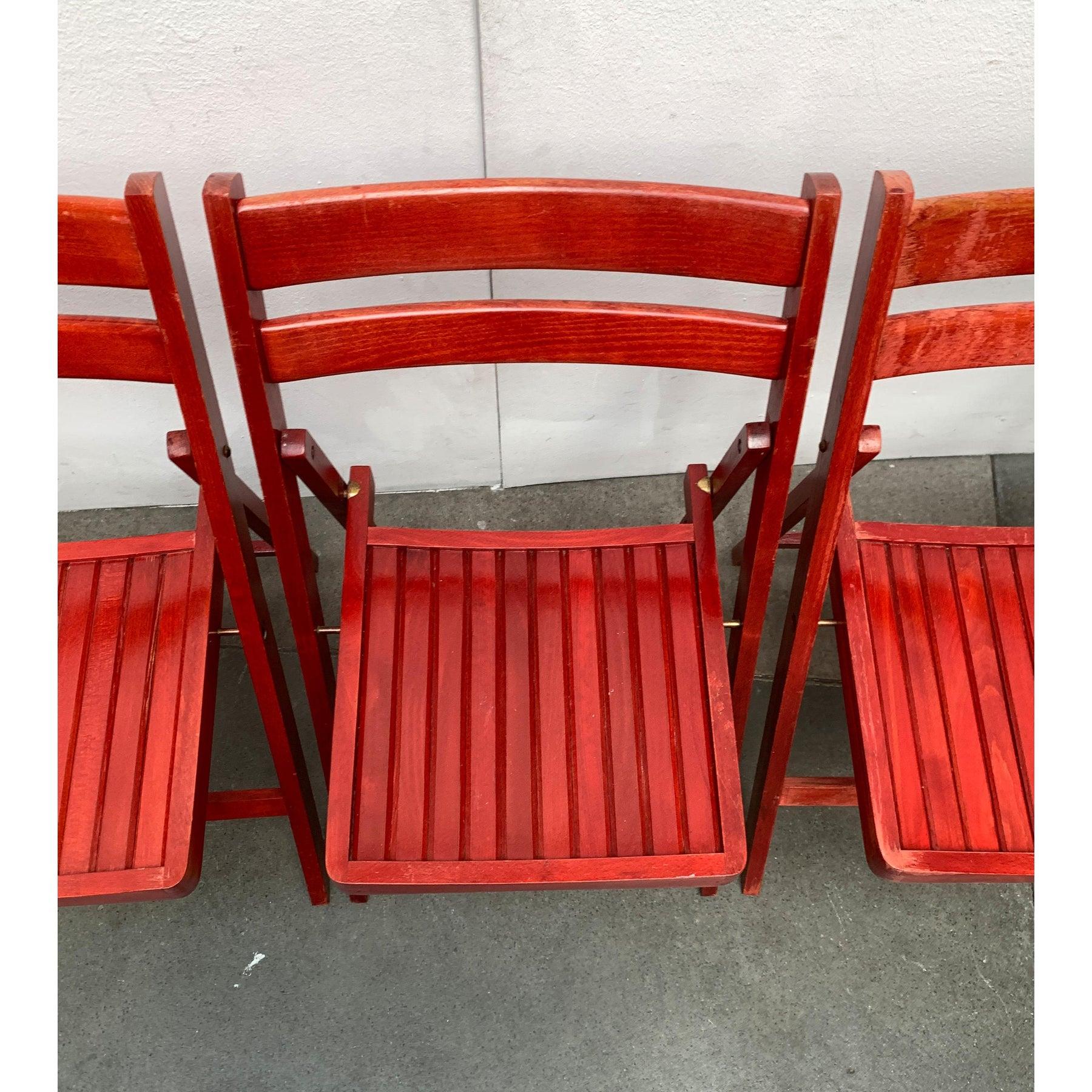 Mid-Century Wooden Folding Chair, 1960s, Set of 4 im Angebot 2
