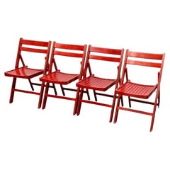 Mid-Century Wooden Folding Chair, 1960s, Set of 4