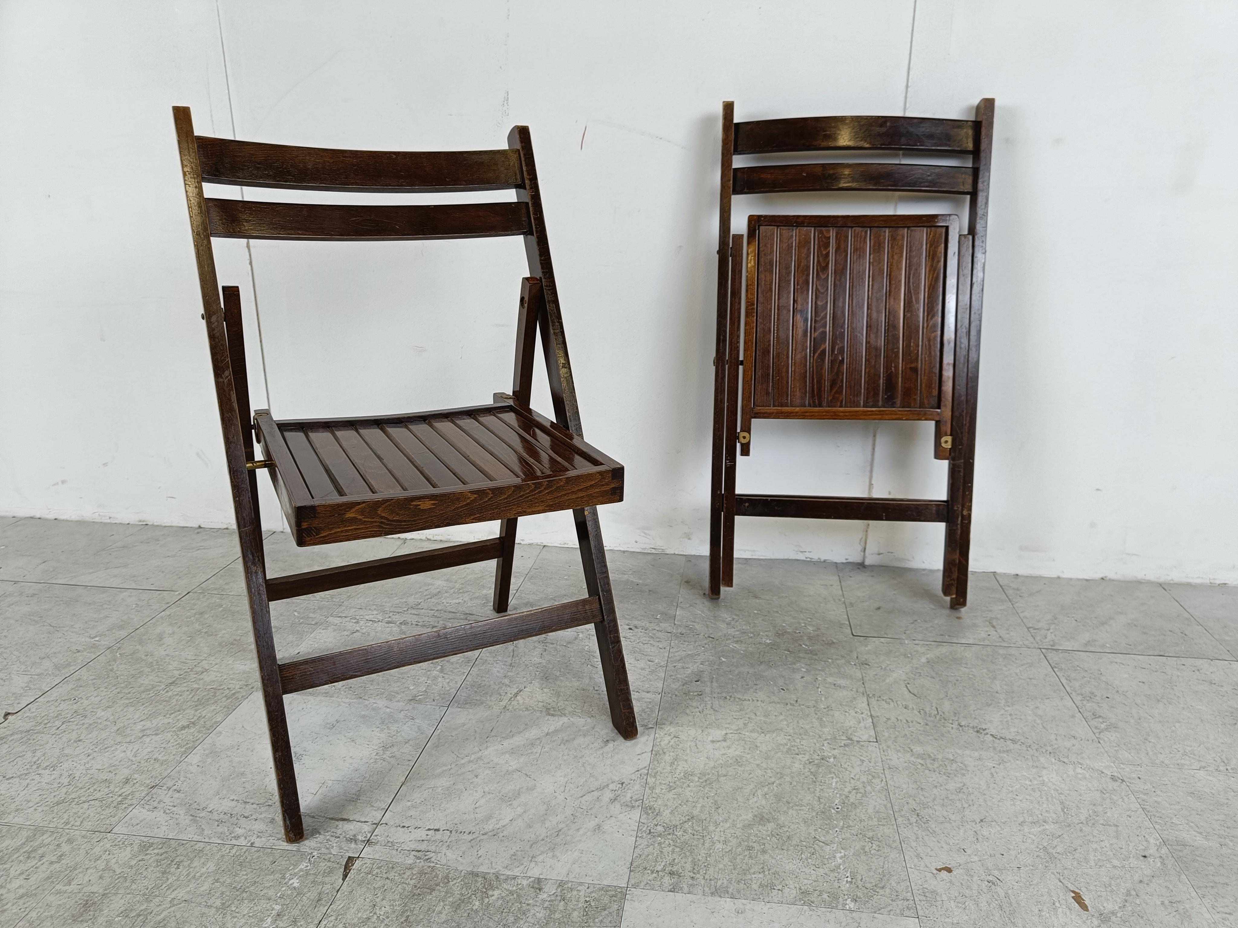 Midcentury Wooden Folding Chairs, 1950s  For Sale 4