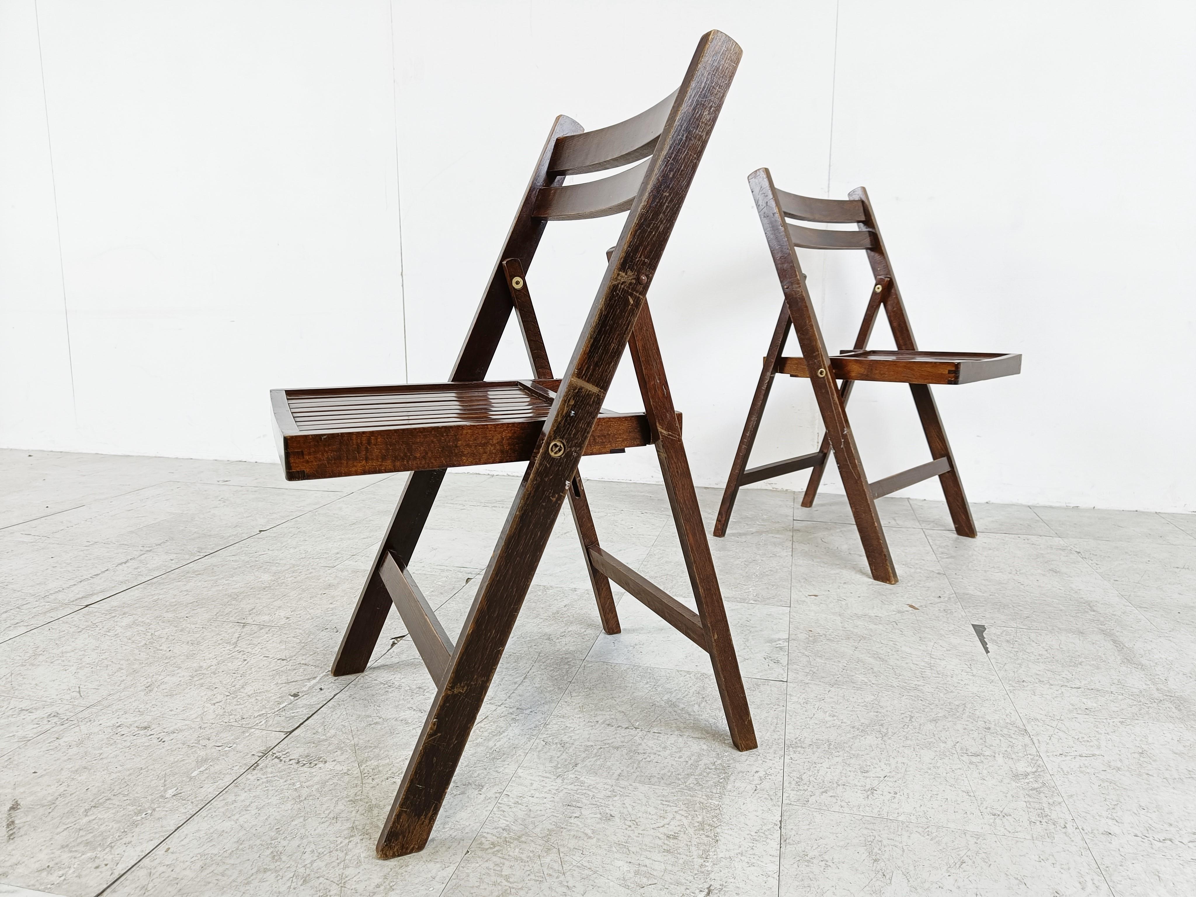 Midcentury Wooden Folding Chairs, 1950s  In Good Condition For Sale In HEVERLEE, BE