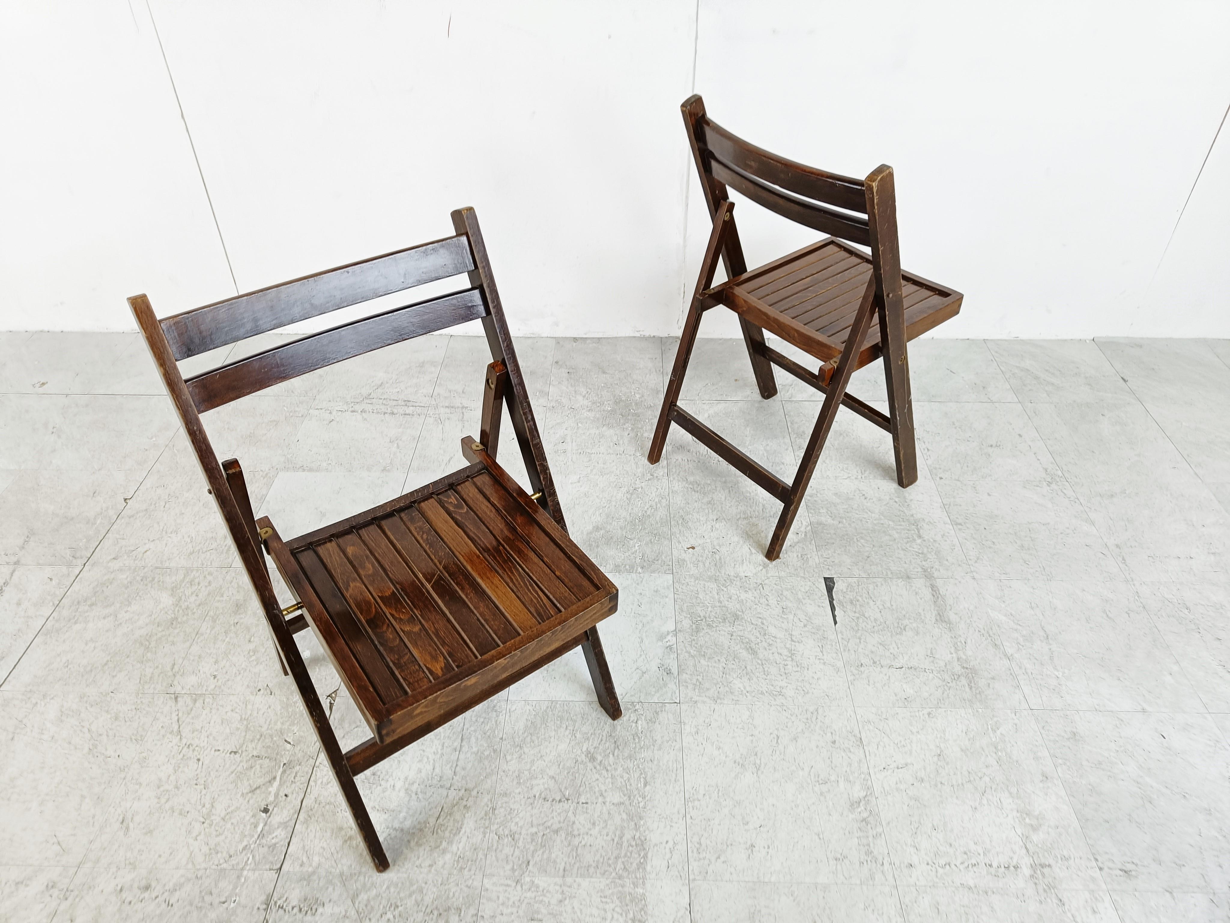 Mid-20th Century Midcentury Wooden Folding Chairs, 1950s  For Sale
