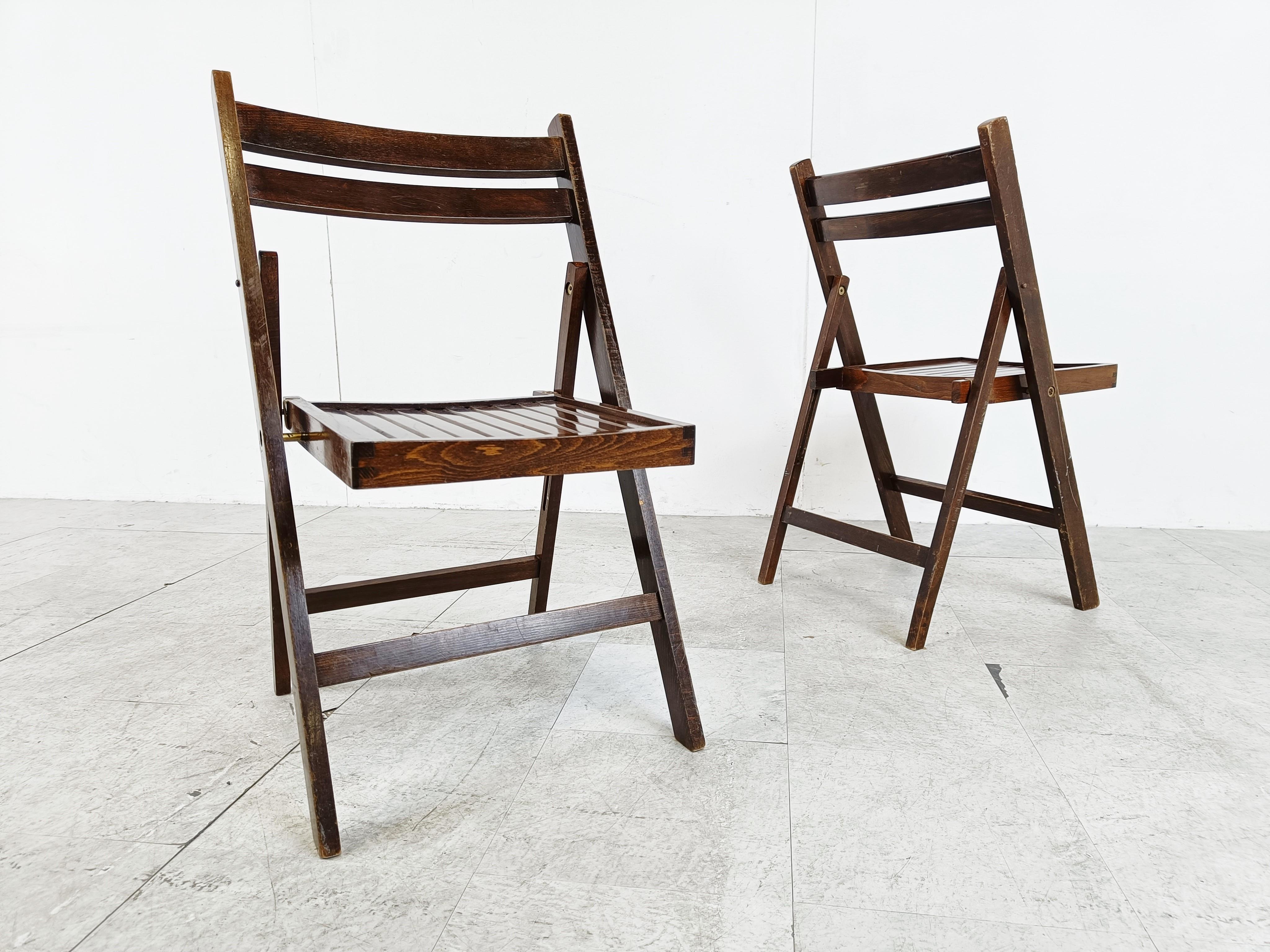 Midcentury Wooden Folding Chairs, 1950s  For Sale 1