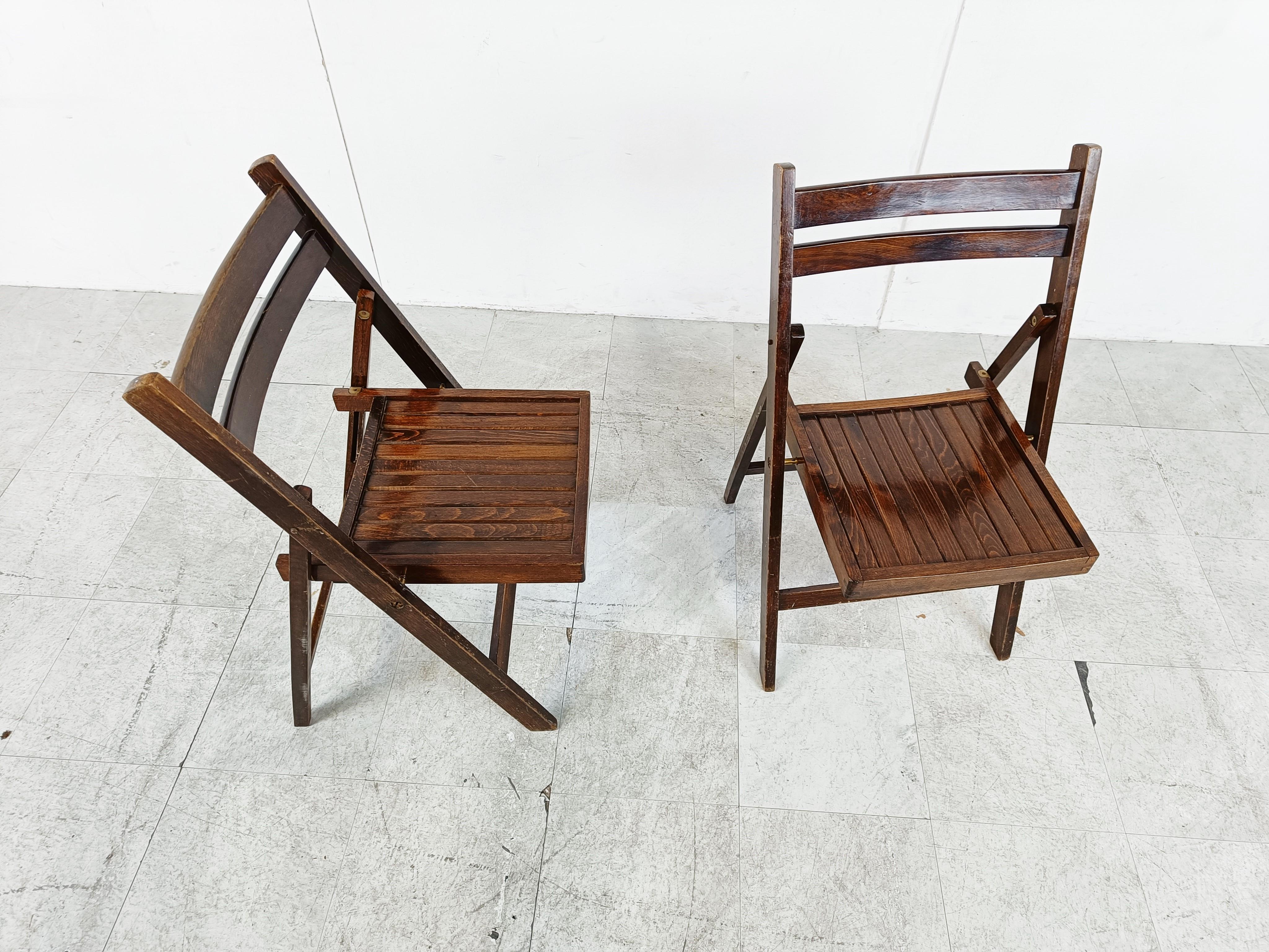 Midcentury Wooden Folding Chairs, 1950s  For Sale 2